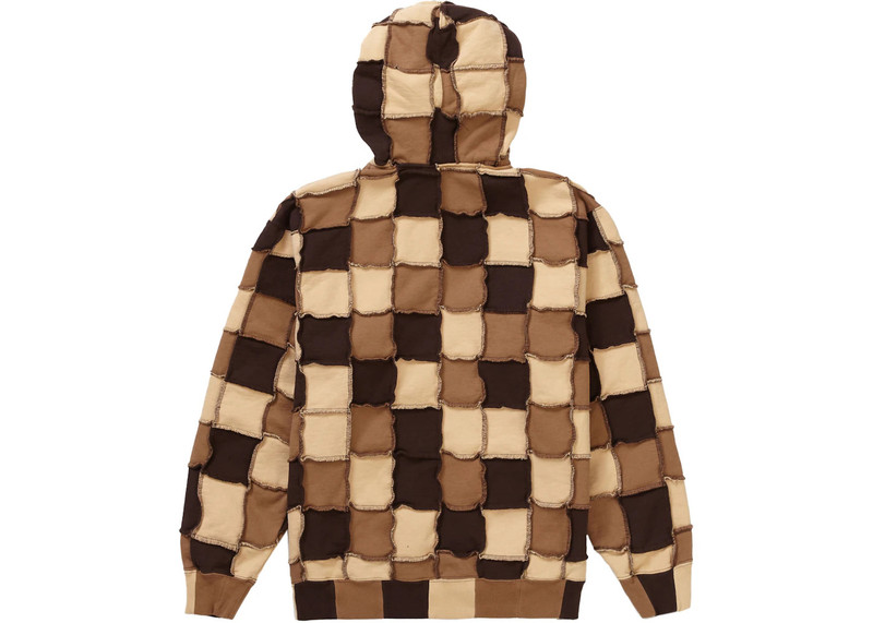 Supreme Supreme Reverse Patchwork Zip Up Hooded Sweatshirt Brown outlook