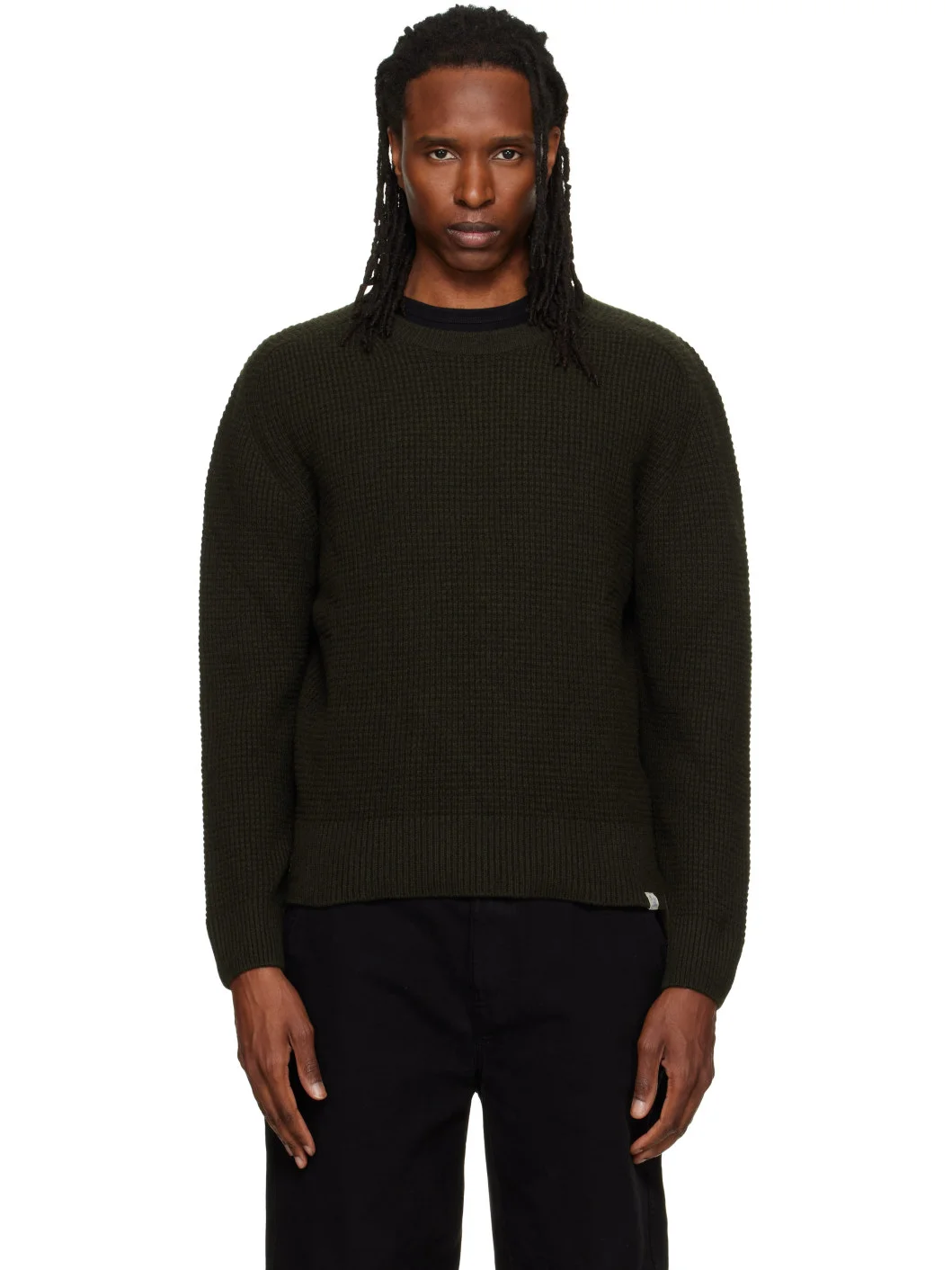 Khaki BLADE02 Waffle Structured Sweater - 1