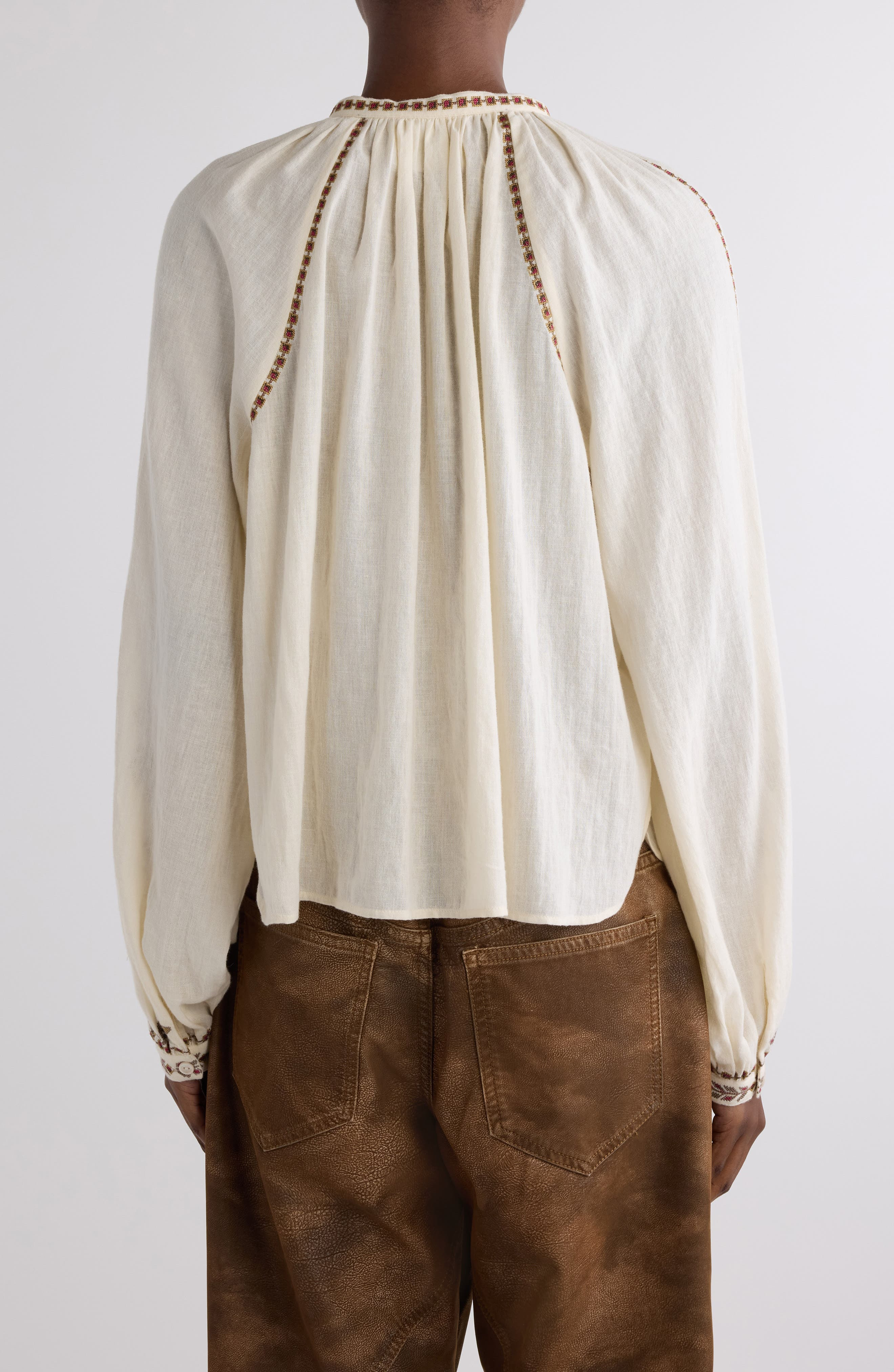 Isabel Marant Étoile Lynne Embroidered Top in Ecru at Nordstrom - 3