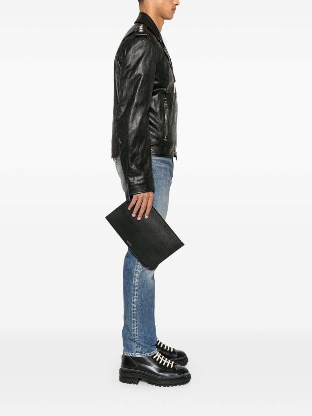 logo-lettering clutch bag - 2