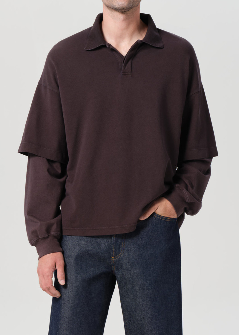 AGOLDE CURREN DOUBLE SLEEVE POLO IN ELYSIAN outlook