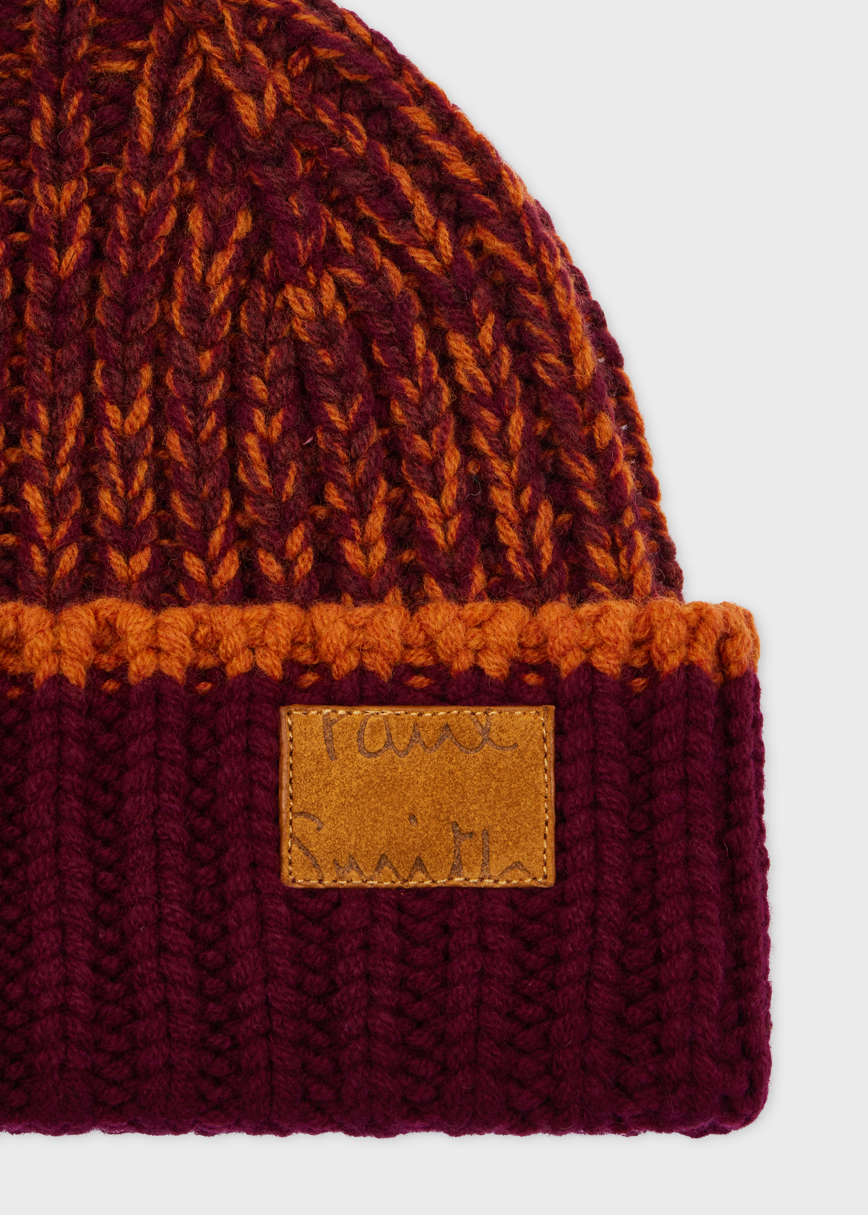 Lambswool Twisted Yarn Red and Orange Beanie and Scarf Set - 4