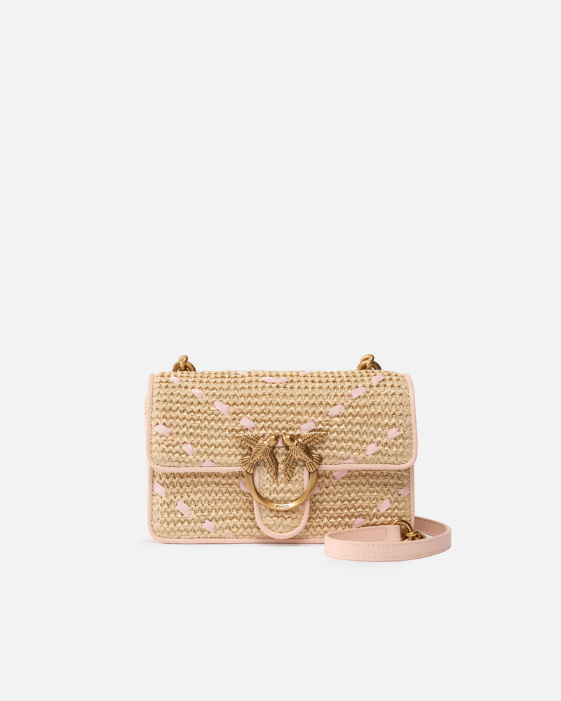MINI LOVE BAG ONE LIGHT SMALL HANDBAG IN CHEVRON RAFFIA AND LEATHER 1