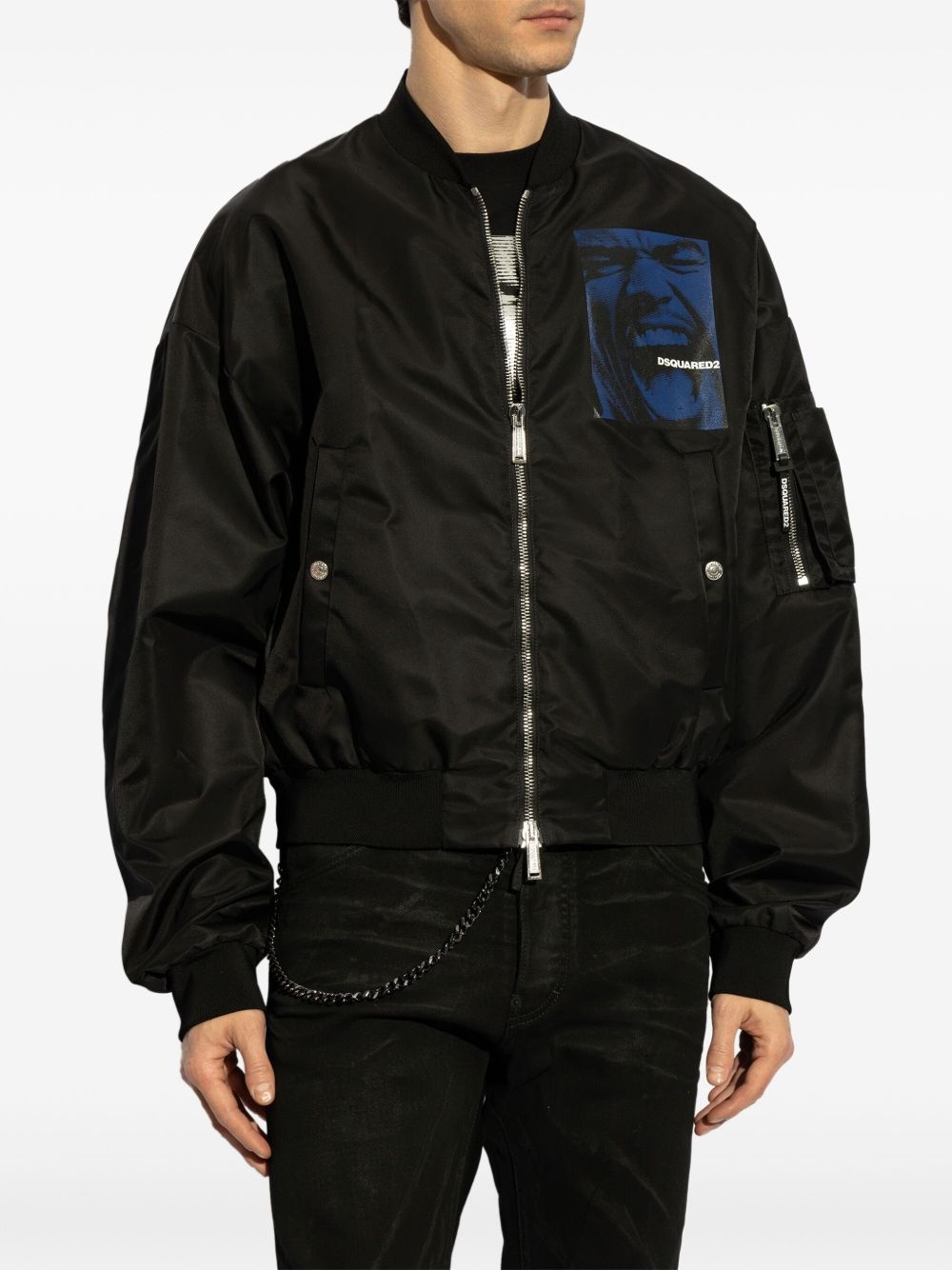 logo-print bomber jacket - 3