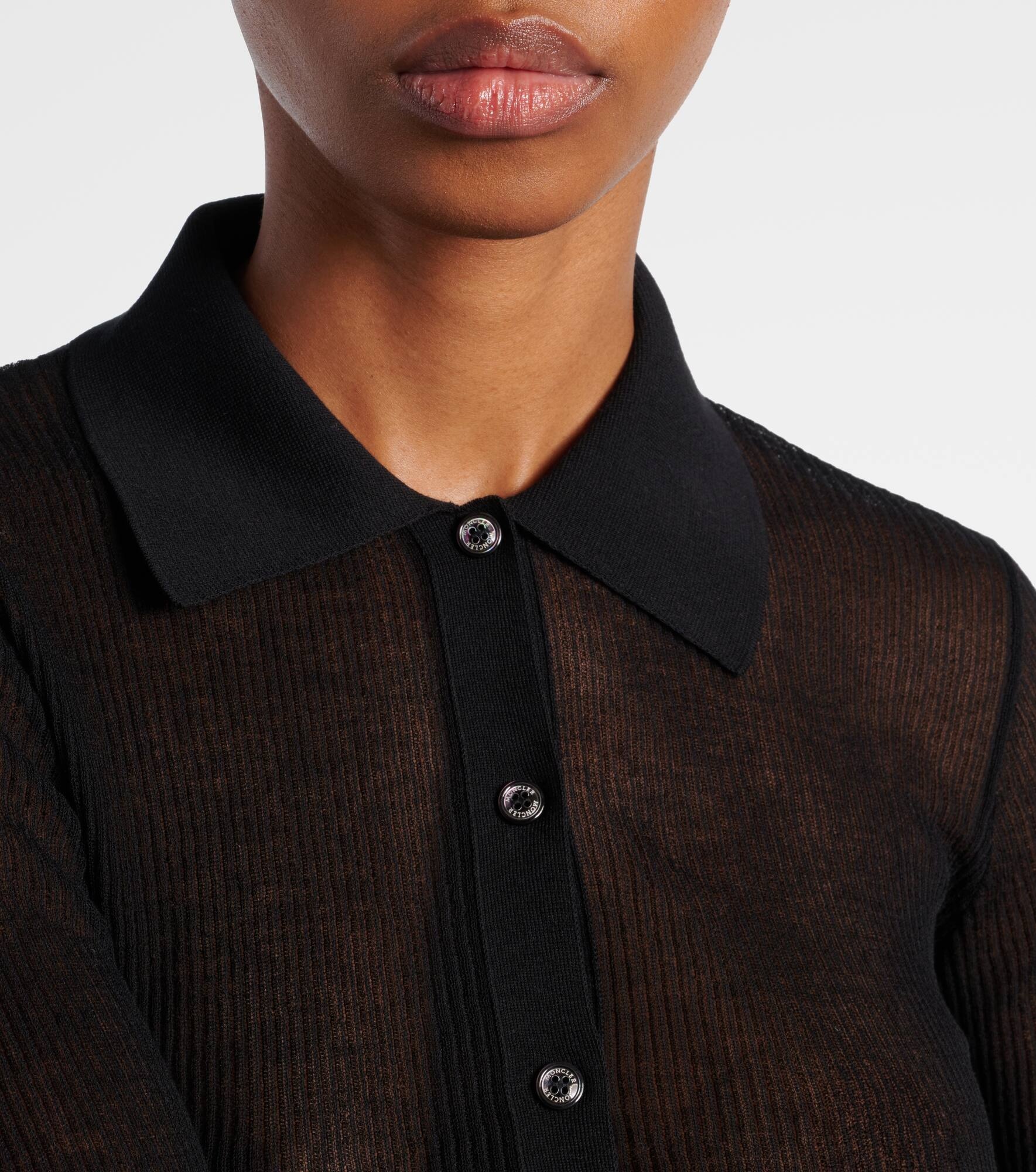 Ribbed-knit cotton-blend polo shirt - 4