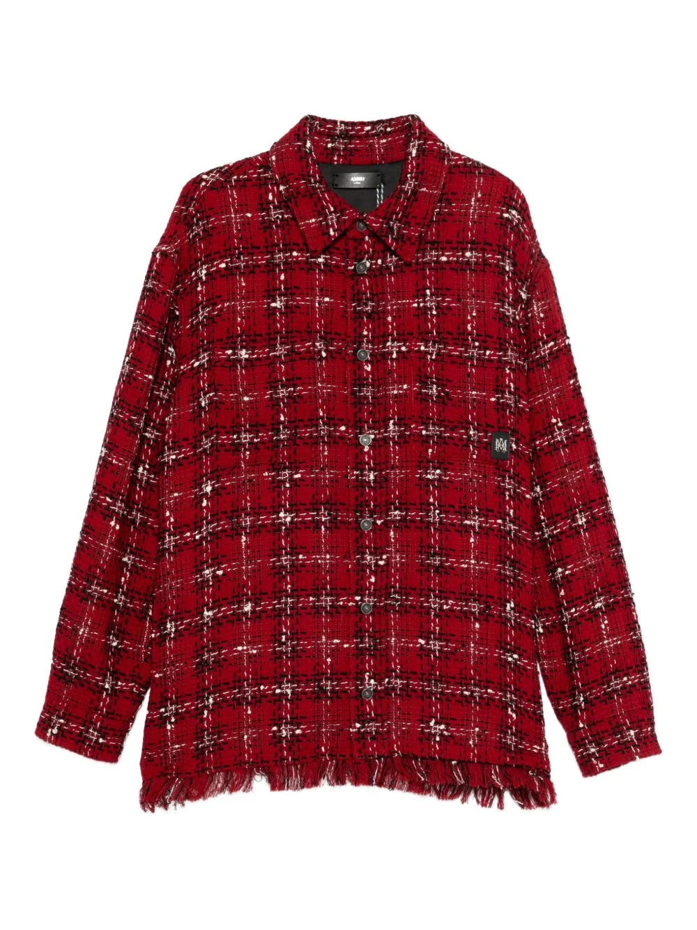 frayed checked shirt - 1