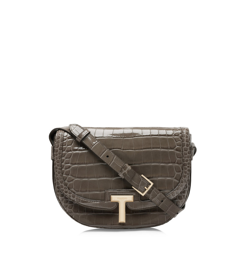 SHINY STAMPED CROCODILE LEATHER WALLIS CROSSBODY BAG 1