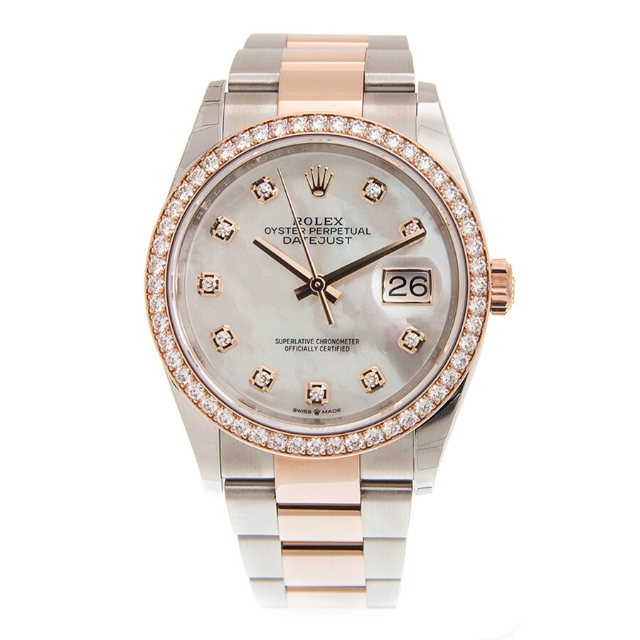 Rolex Datejust 36 Mother of Pearl Diamond Dial Automatic Men's Steel and 18k Everose Gold Oyster Wat - 2