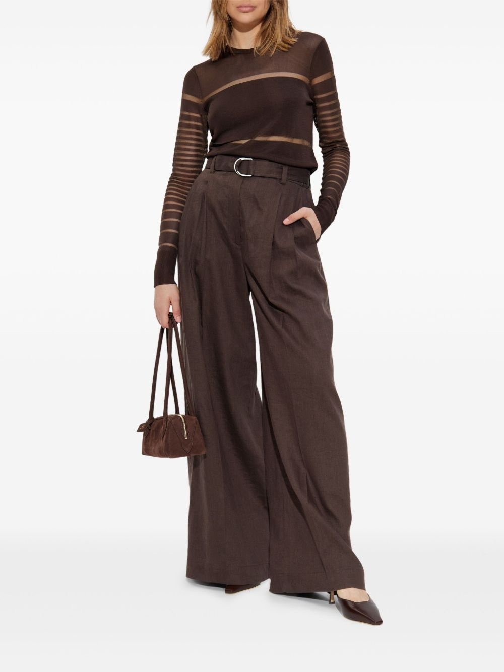 high-waisted belted trousers - 2