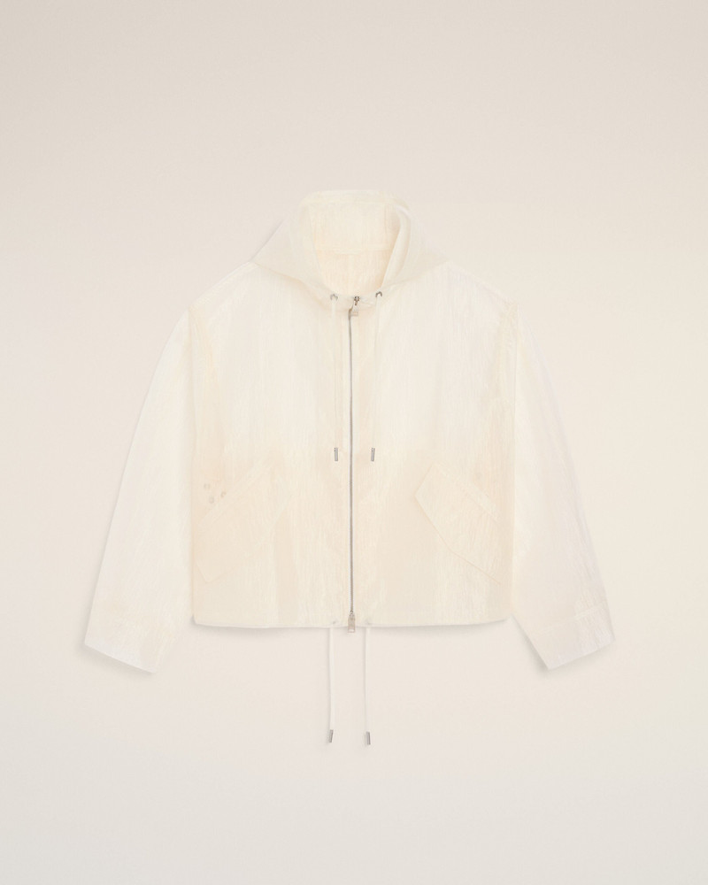 WHITE NYLON ZIPPED WINDBREAKER 1