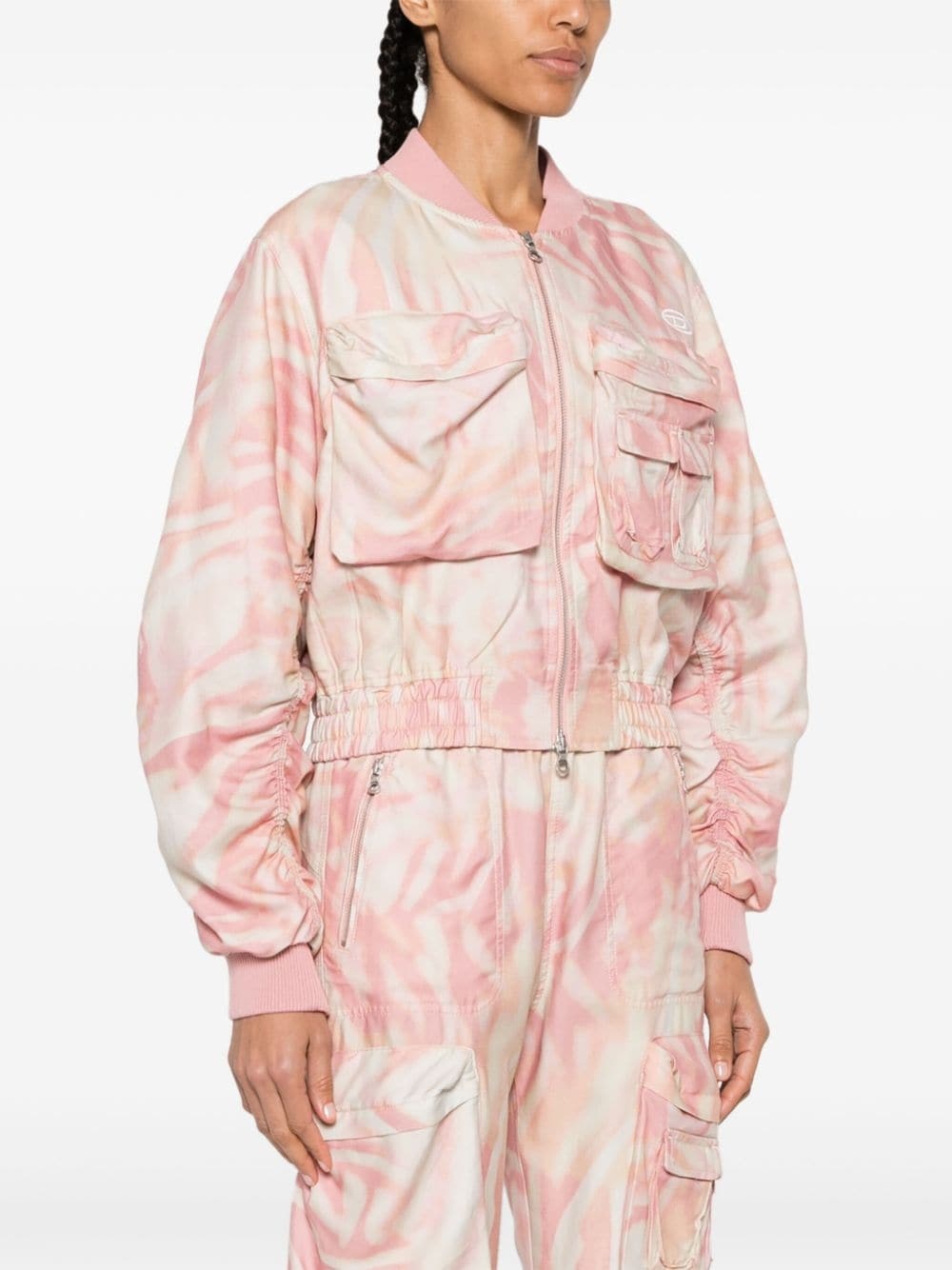 abstract-print cropped bomber jacket - 3