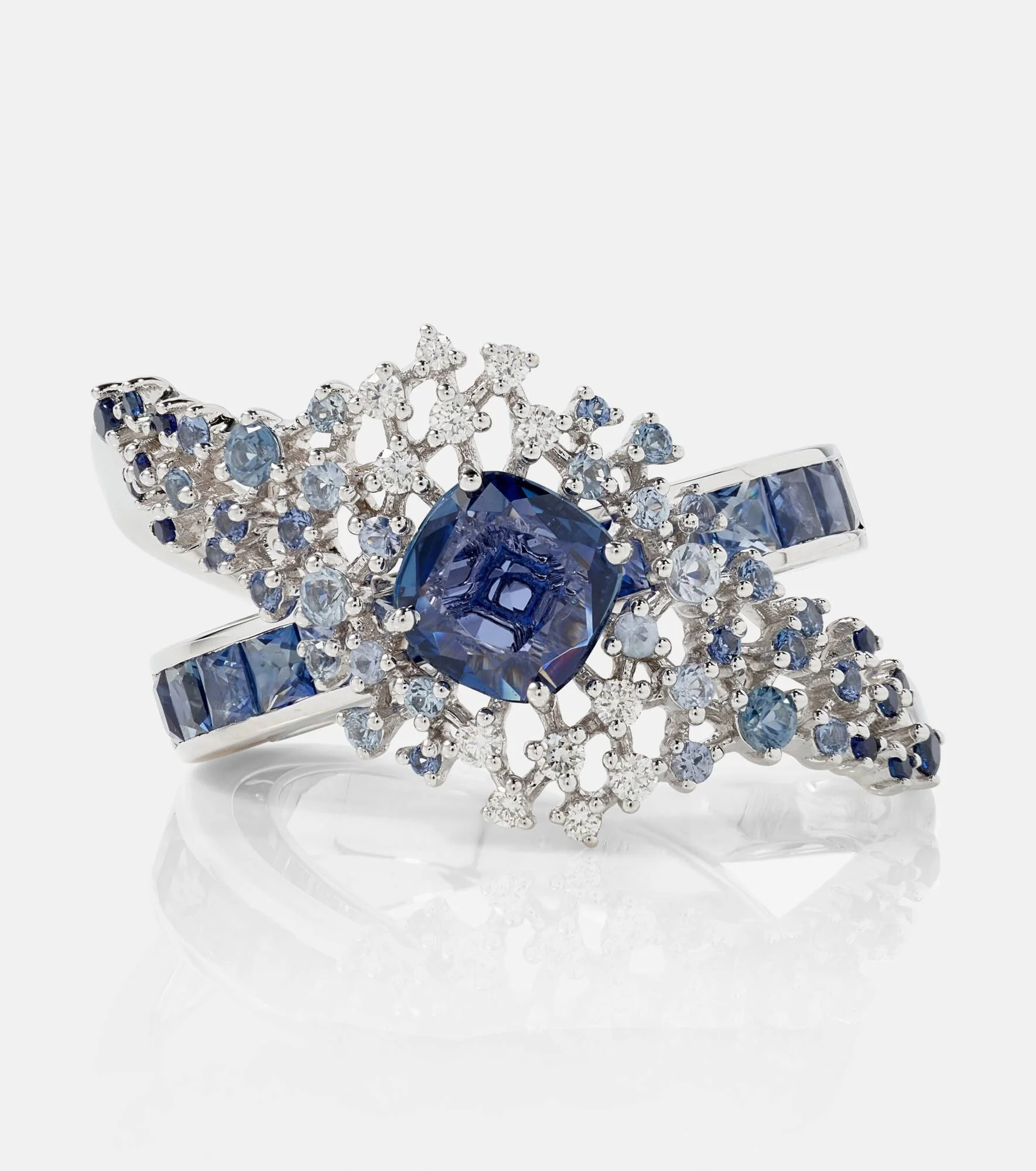 Scatter Orbit 18kt white gold ring with sapphires and diamonds - 1