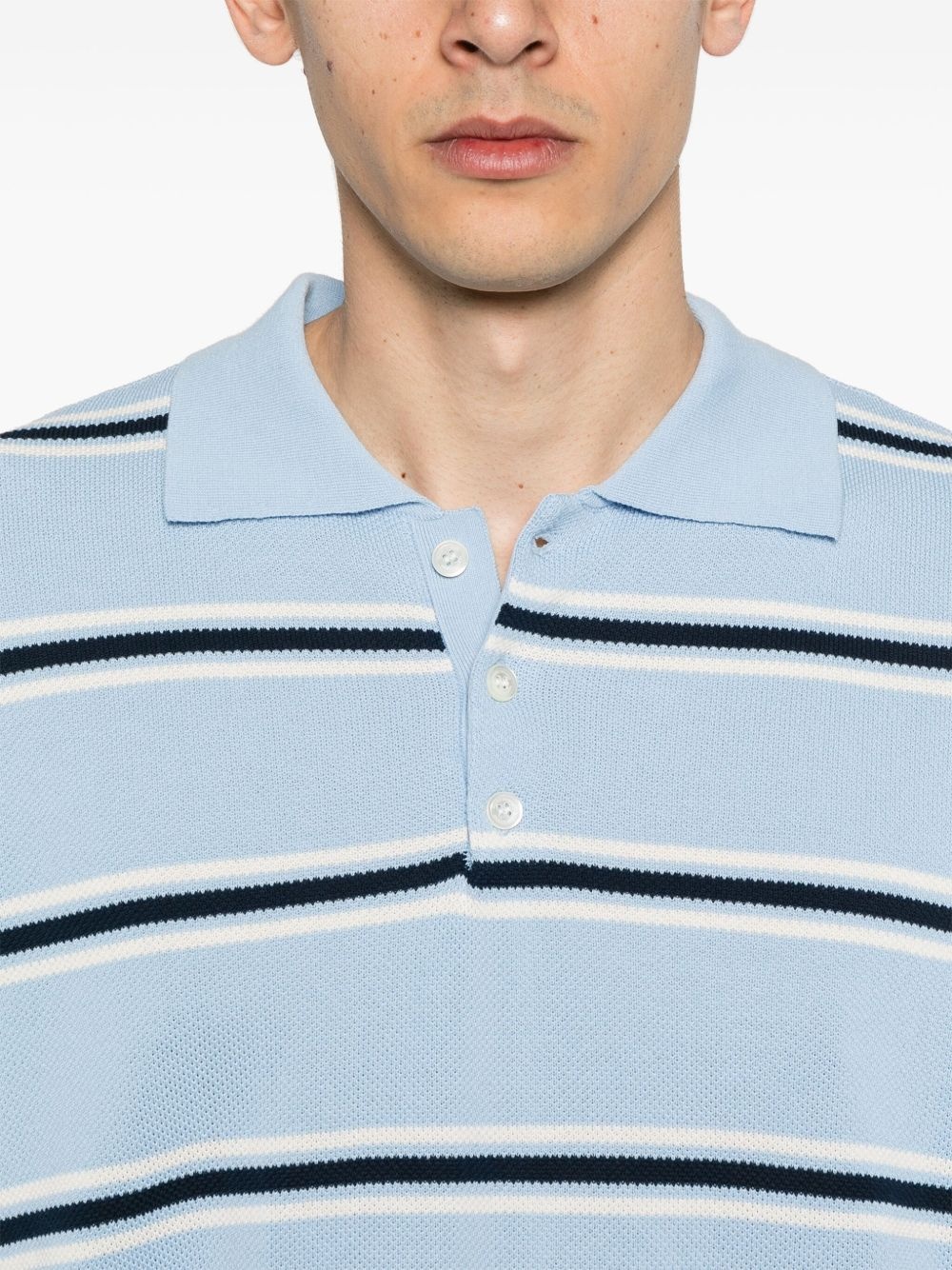 striped knit polo shirt - 5