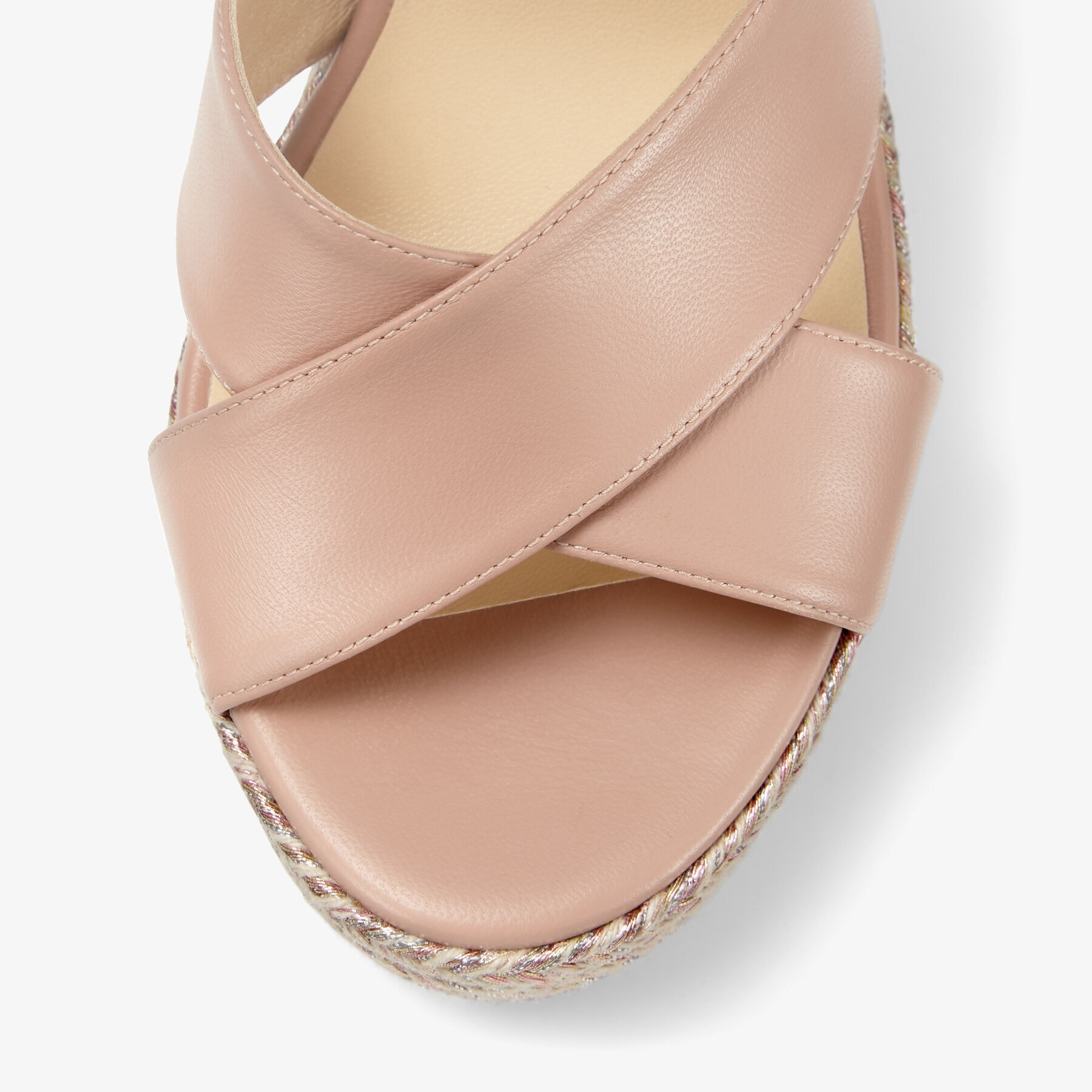 Dellena 100
Ballet Pink Nappa Leather Wedges with Metallic Rope Trim - 4