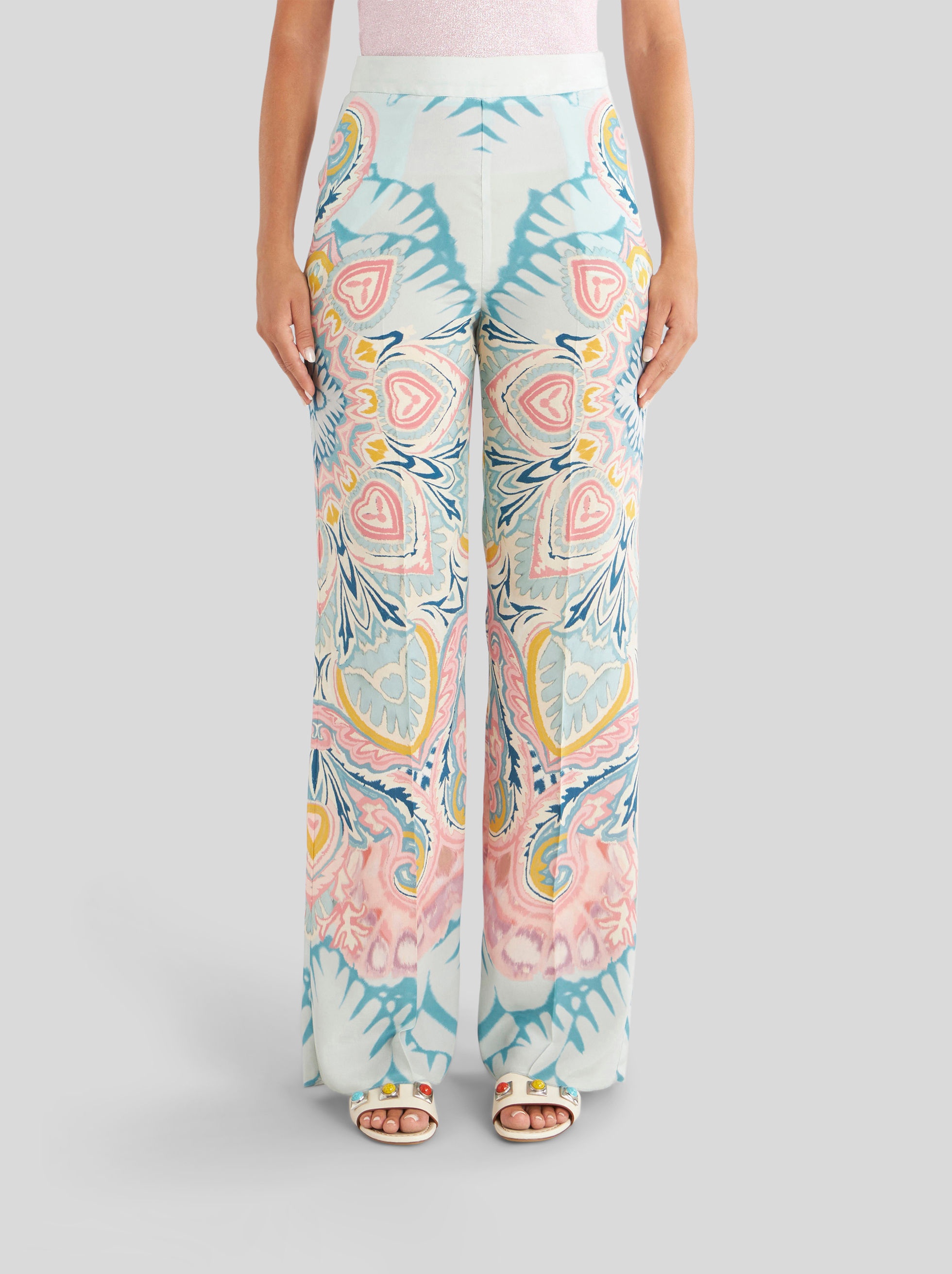 PRINTED SILK PALAZZO TROUSERS - 2