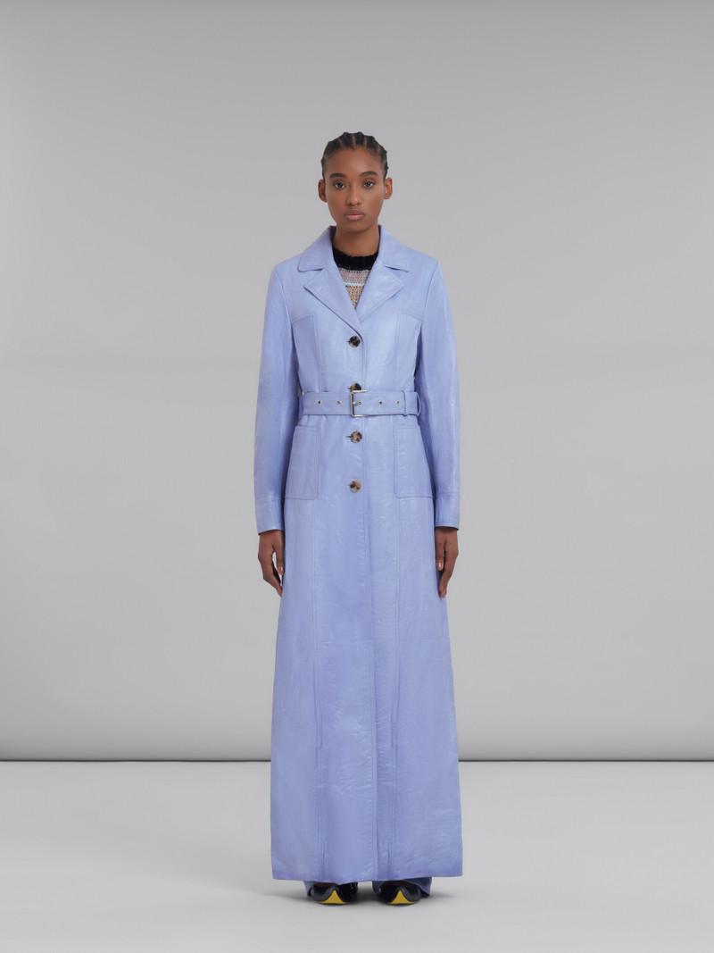 Marni PURPLE LEATHER MAXI COAT outlook