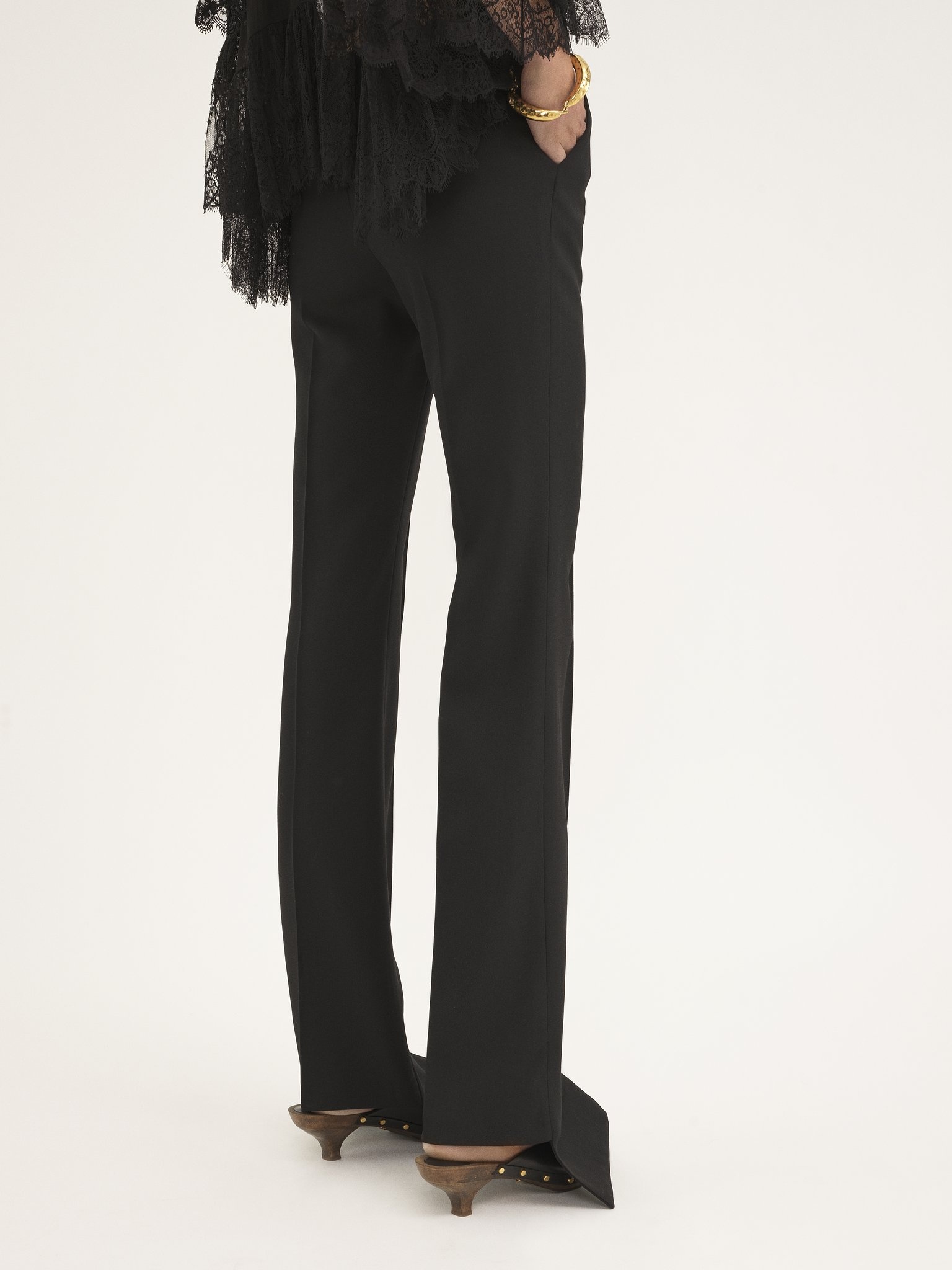BROKEN-HEEL SLIM PANTS IN WOOL GRAIN DE POUDRE - 6