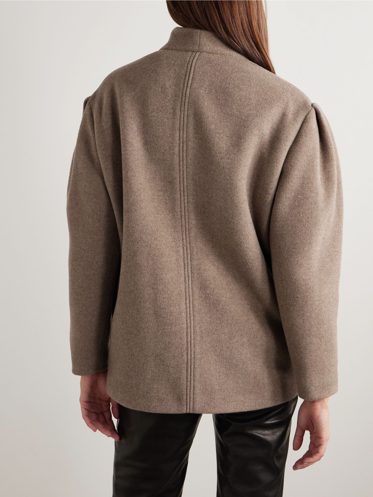 Jabadi asymmetric wool-blend felt coat Brown - 3