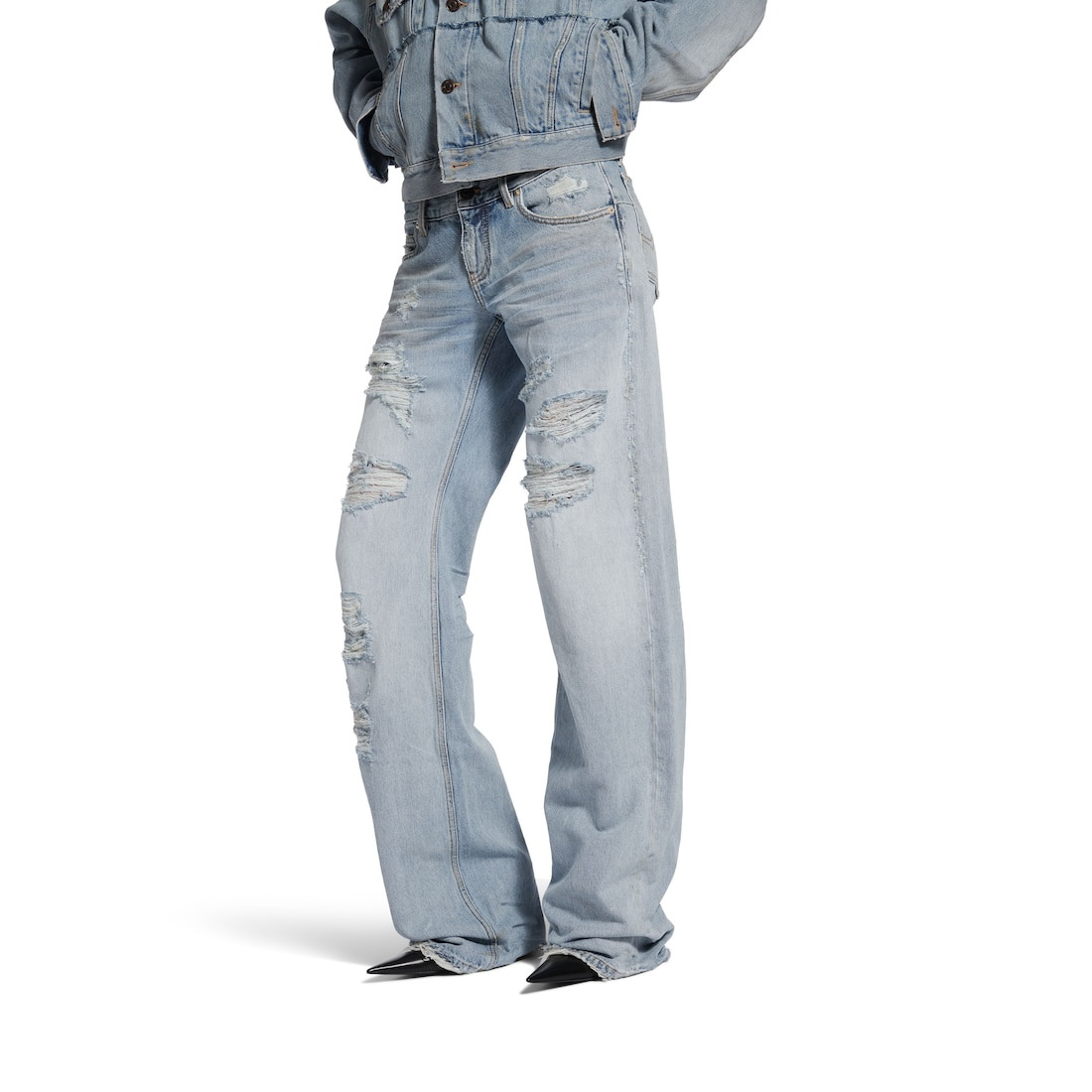 Women's Fitted Low-waist Pants in Light Blue - 5