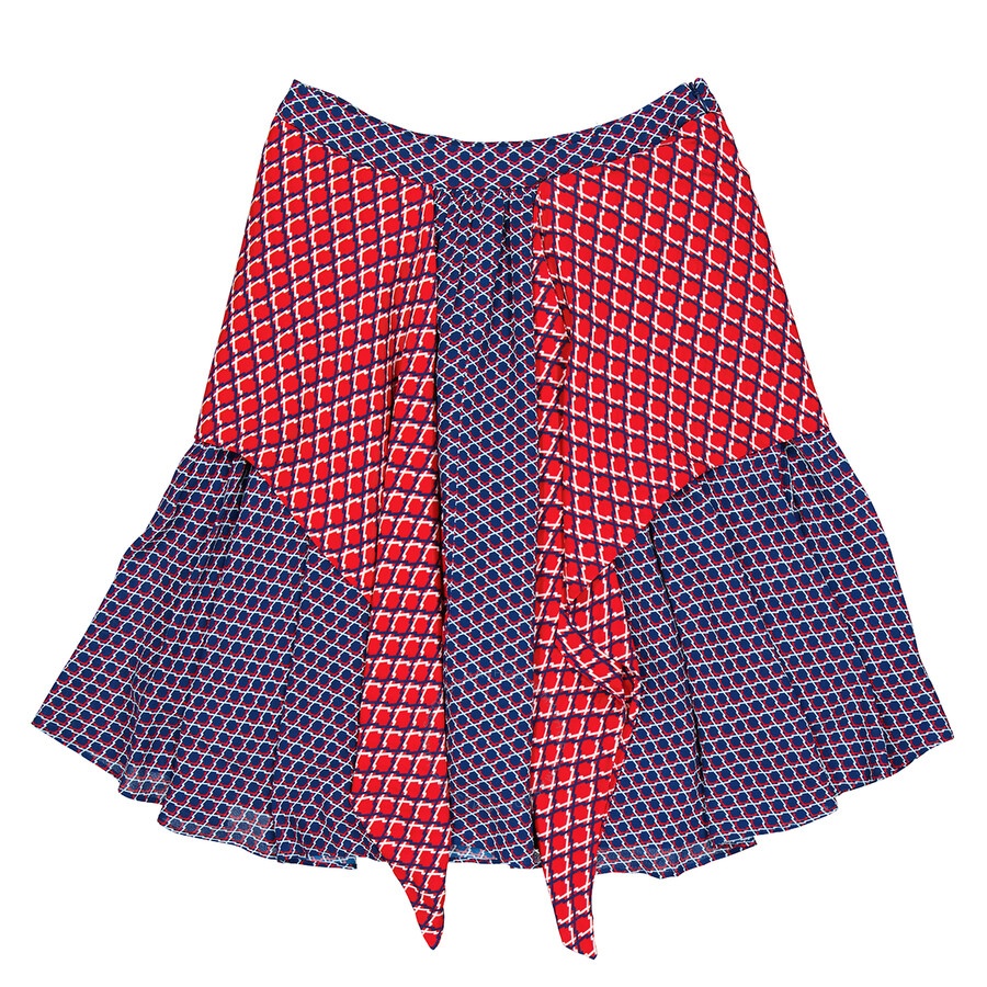 Kenzo Ladies Panelled Geometric-print Flared Skirt - 5