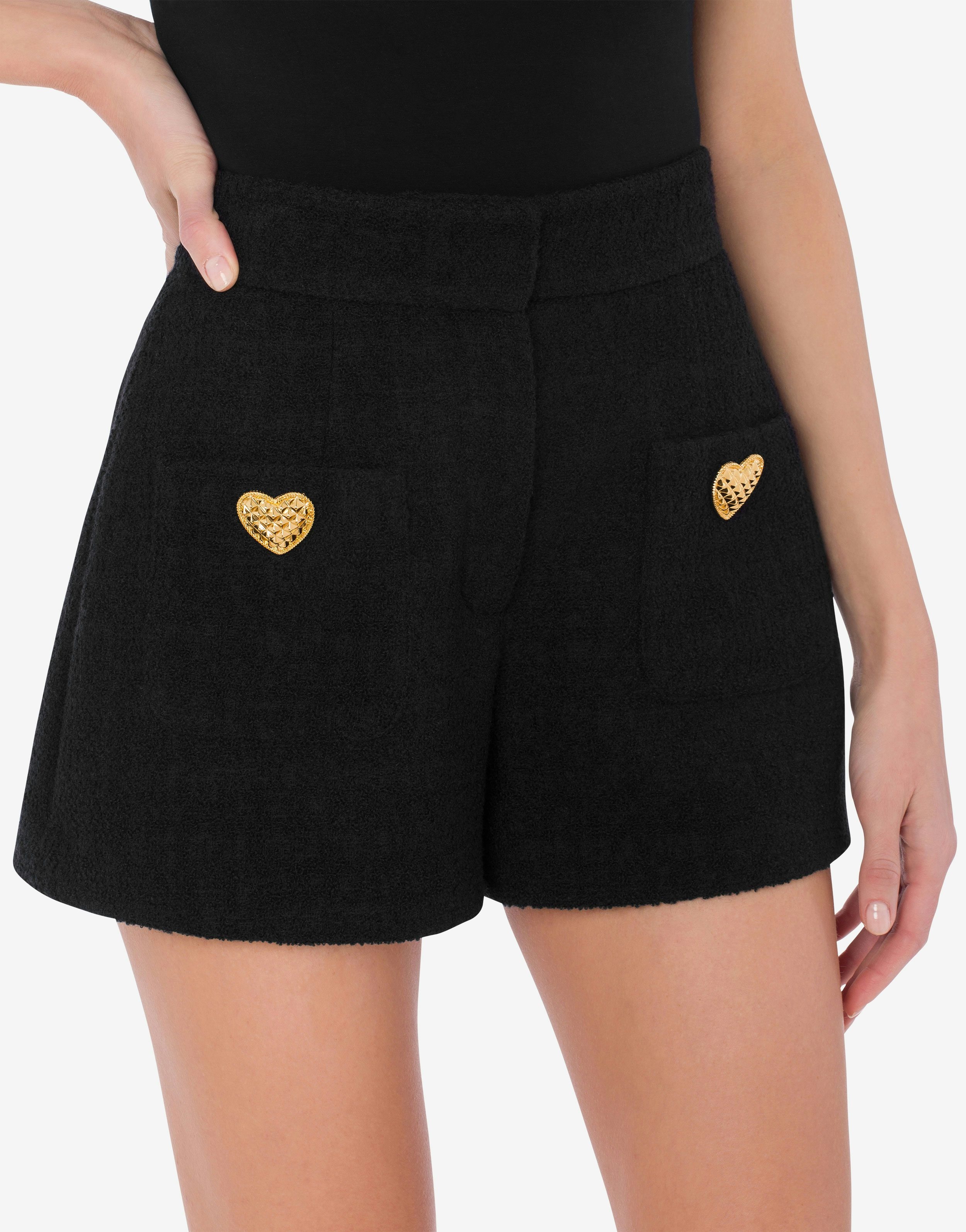 HEART BUTTONS BOUCLÉ SHORTS - 4