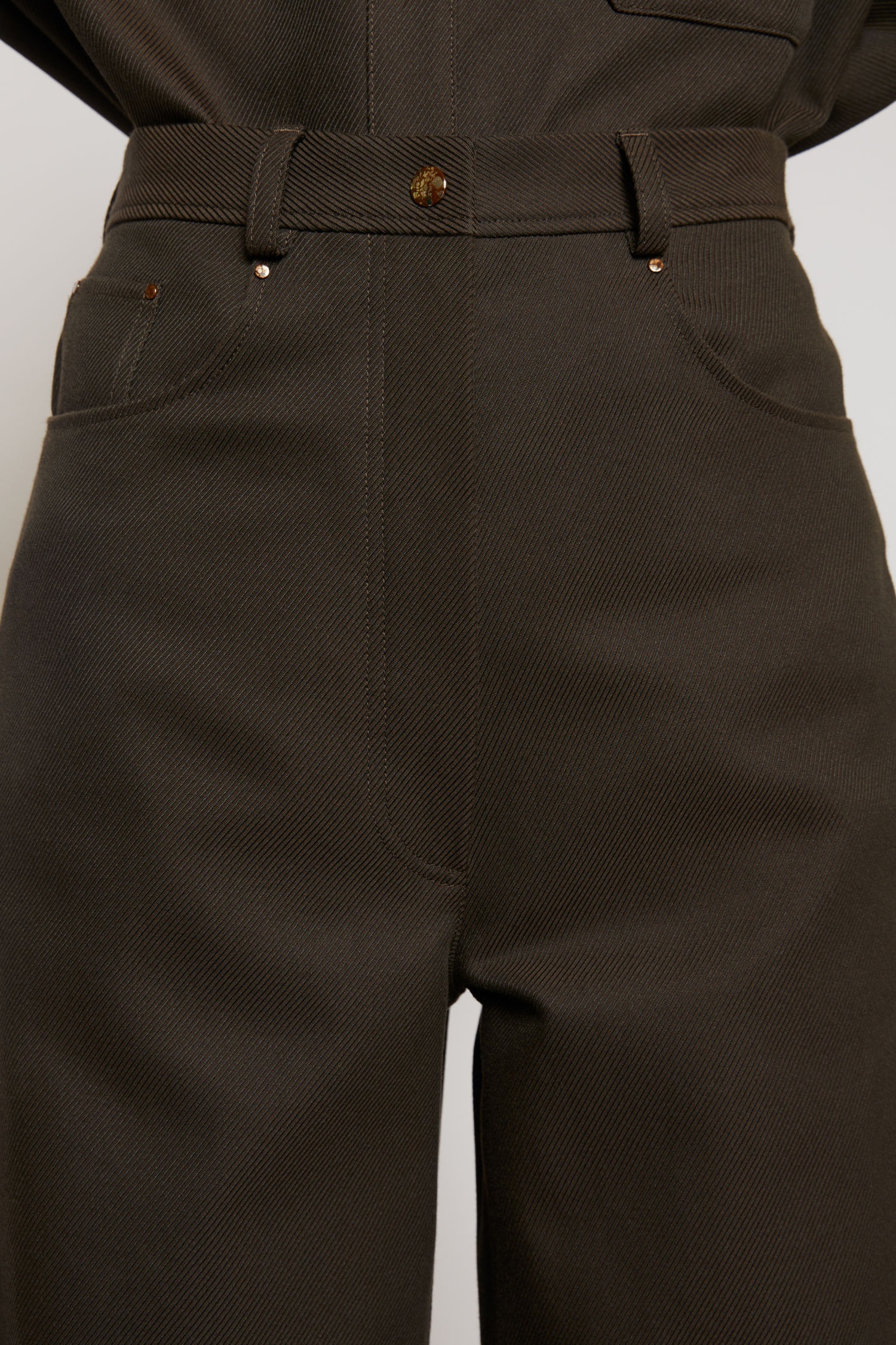 Wide-leg twill trousers chestnut brown - 6