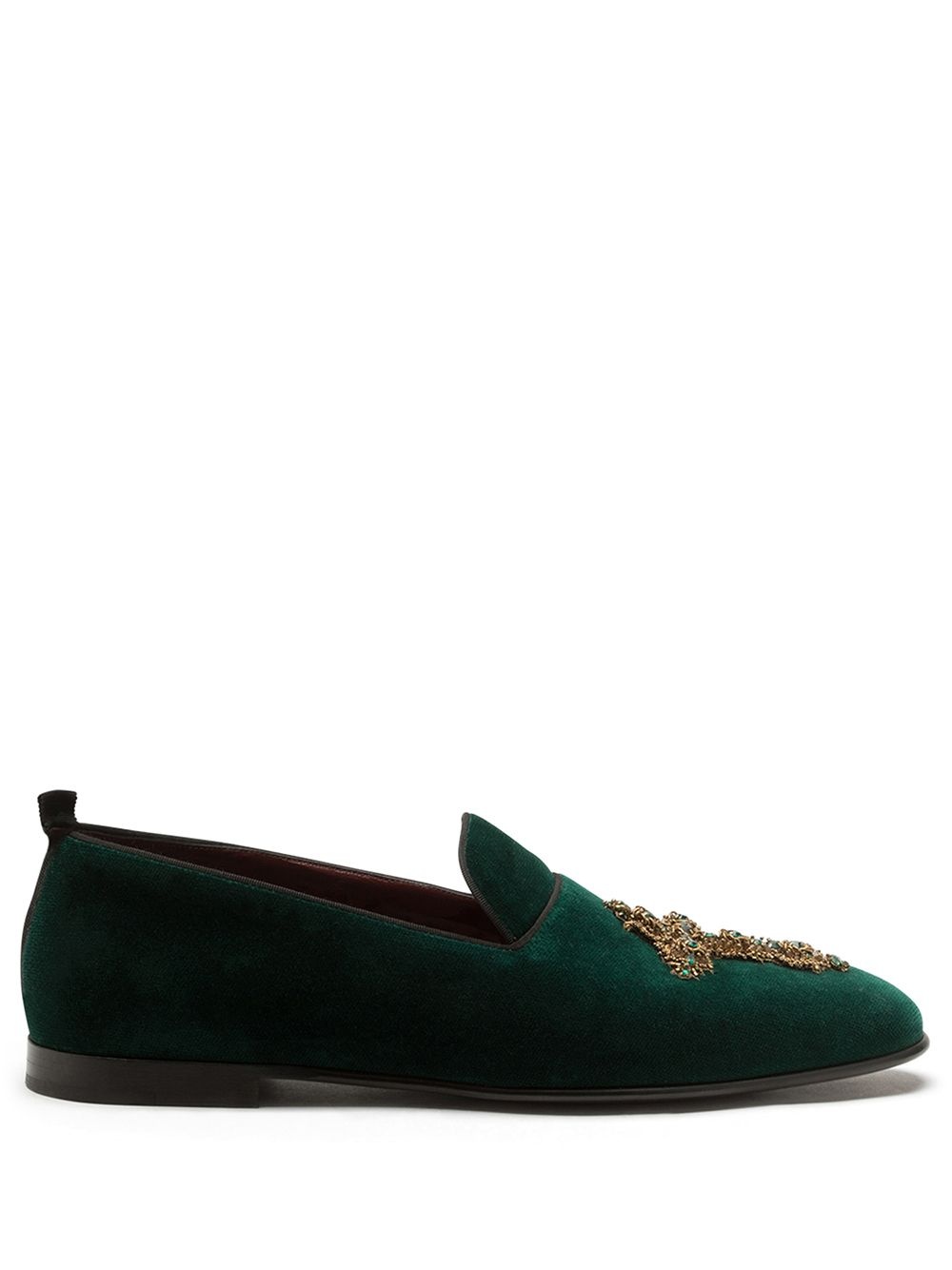 embellished  velvet loafers - 1