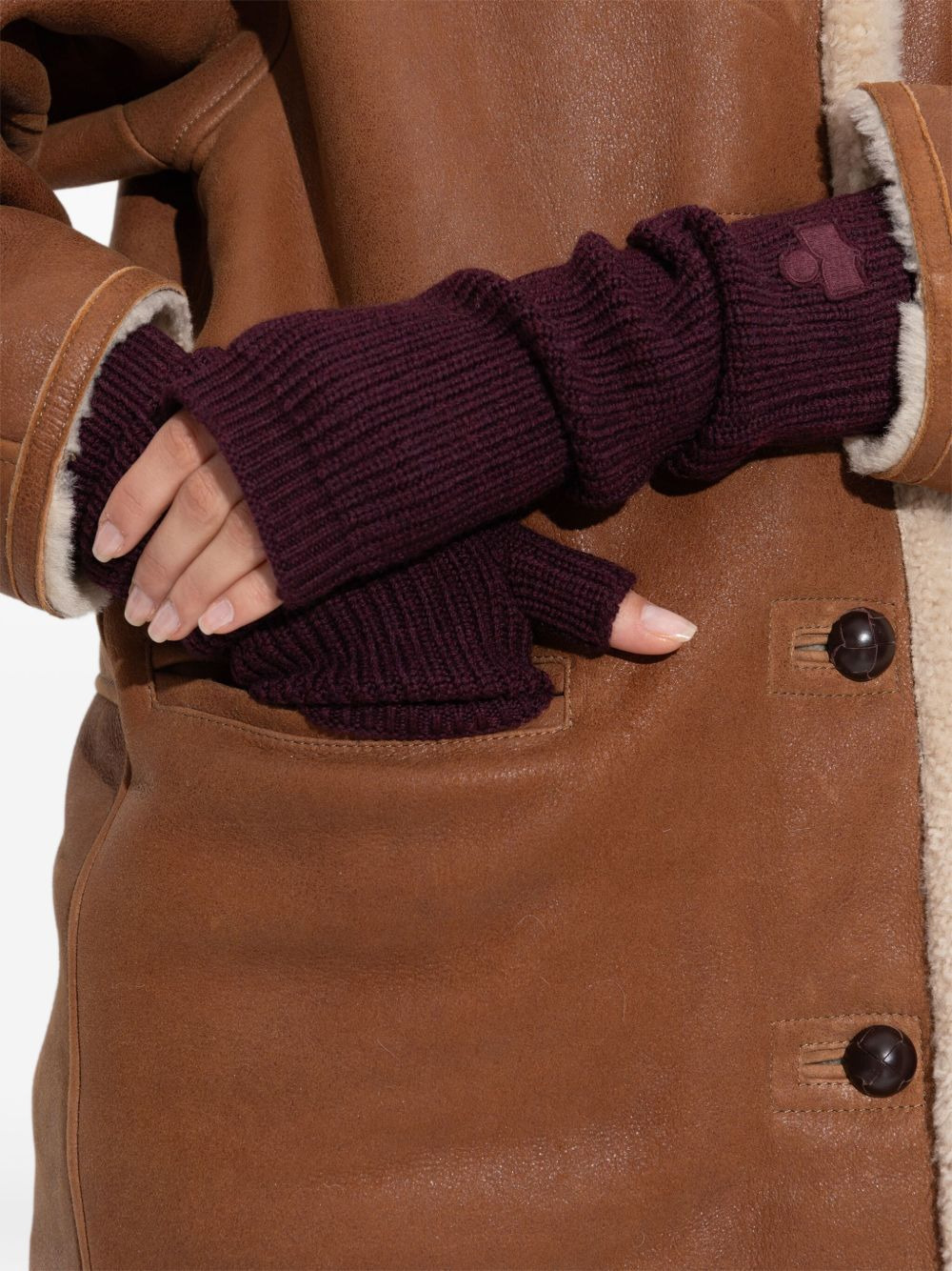 ribbed logo gloves - 2