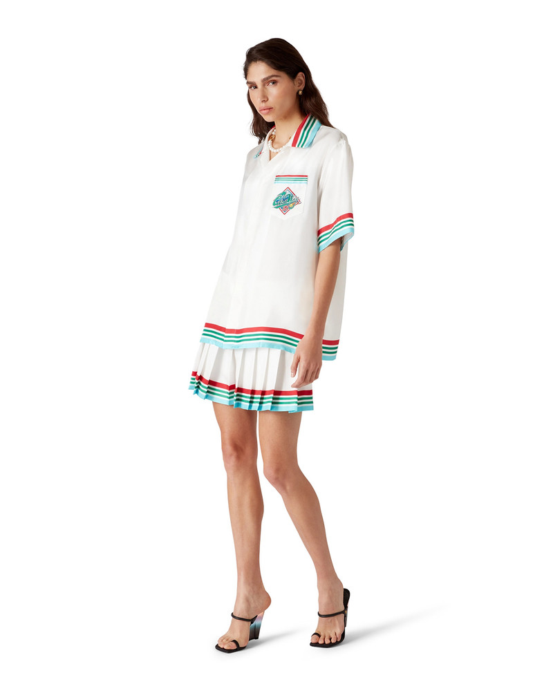 CASABLANCA Casa Way World Series Pleated Silk Skirt outlook