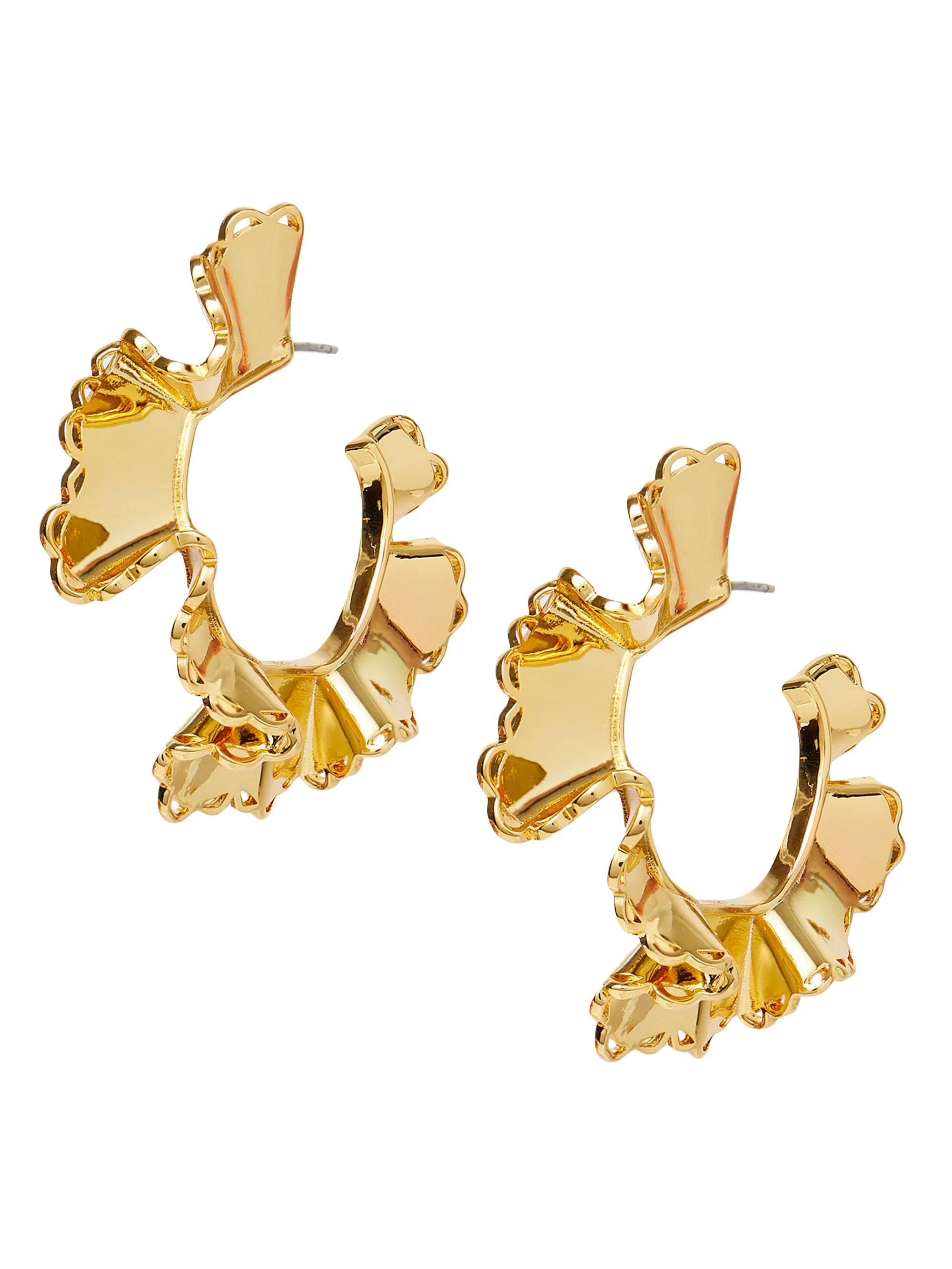 Women's Ruffle 14K-Gold-Plated Hoop Earrings - Gold - 1