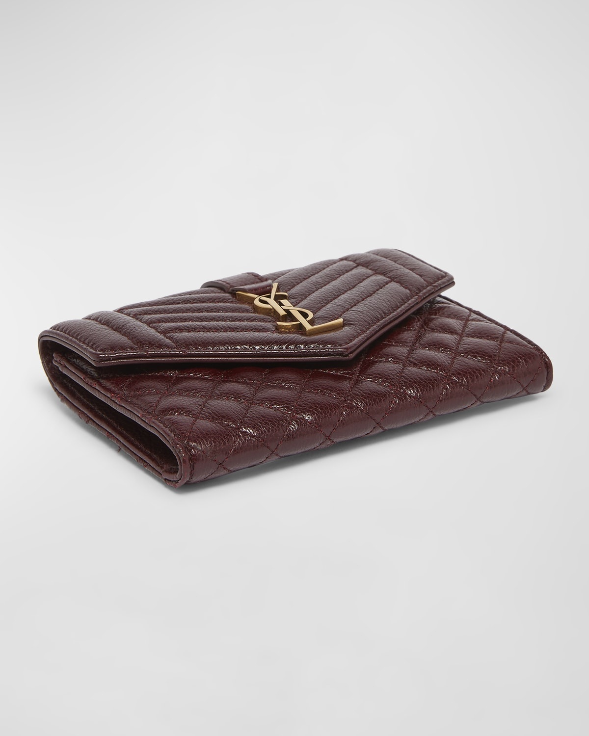 Small YSL Envelope Flap Wallet in Quilted Leather - 6