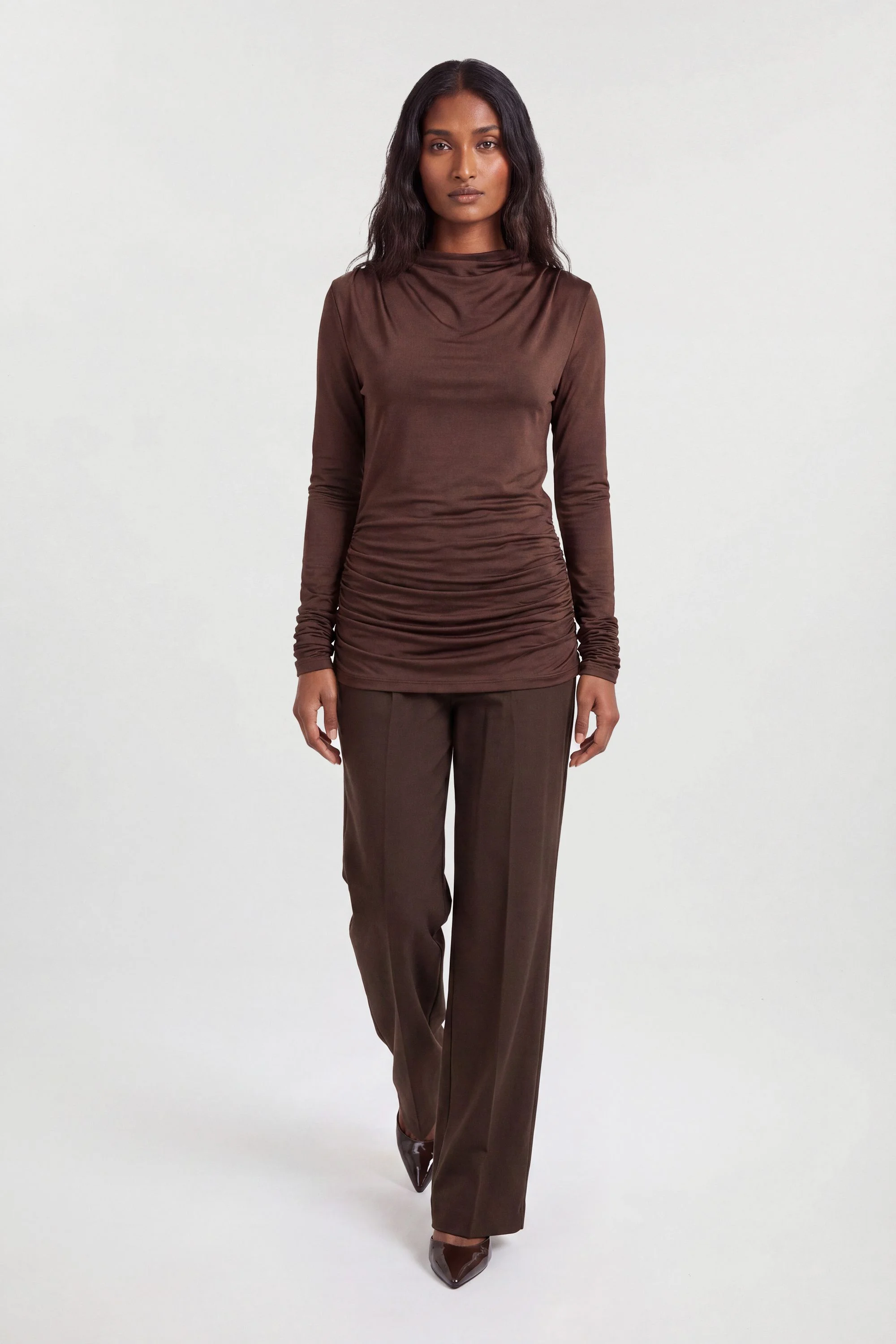 Cowl Viscose Crepe Neck Sleeveless Top - 1
