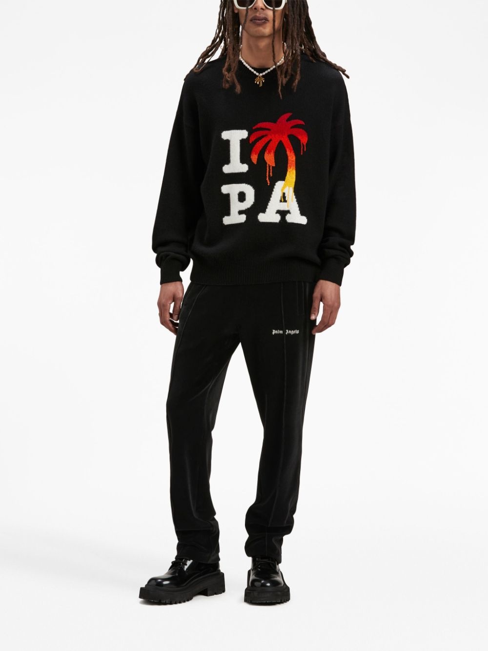 logo-print velvet track pants - 2