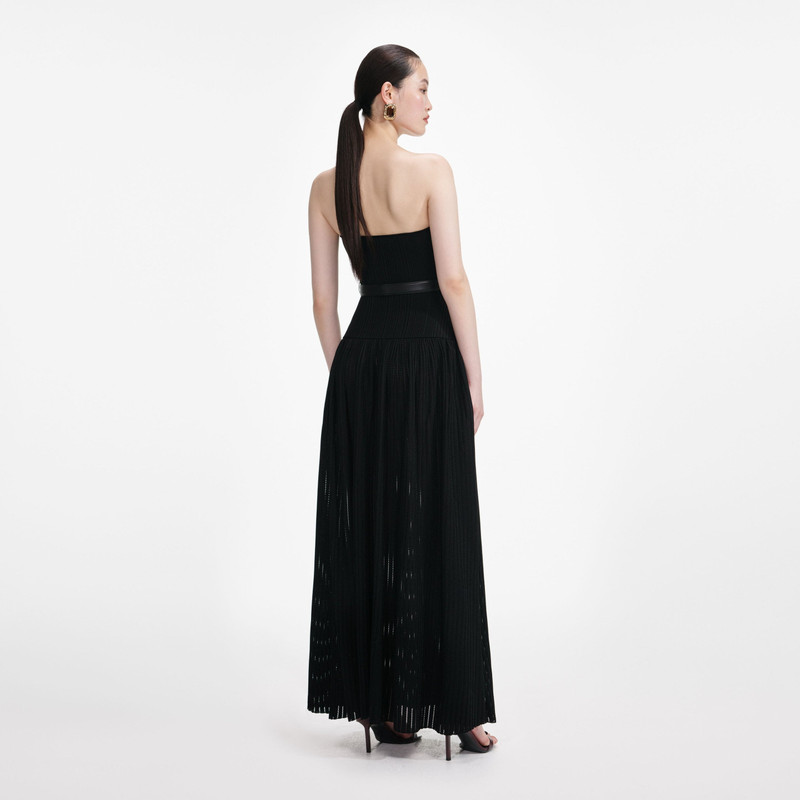 self-portrait Black Bandeau Knit Maxi Dress outlook