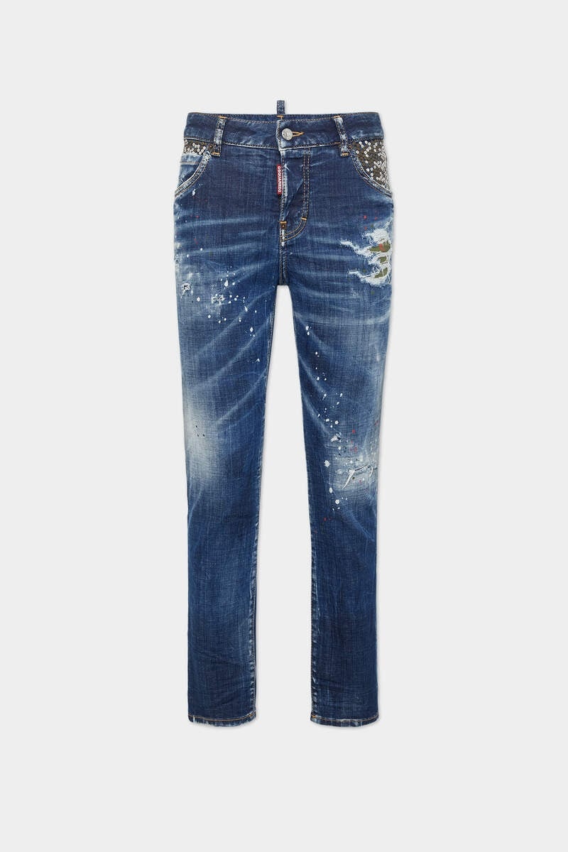 DARK BROKEN KNEE WASH COOL GIRL JEANS - 1