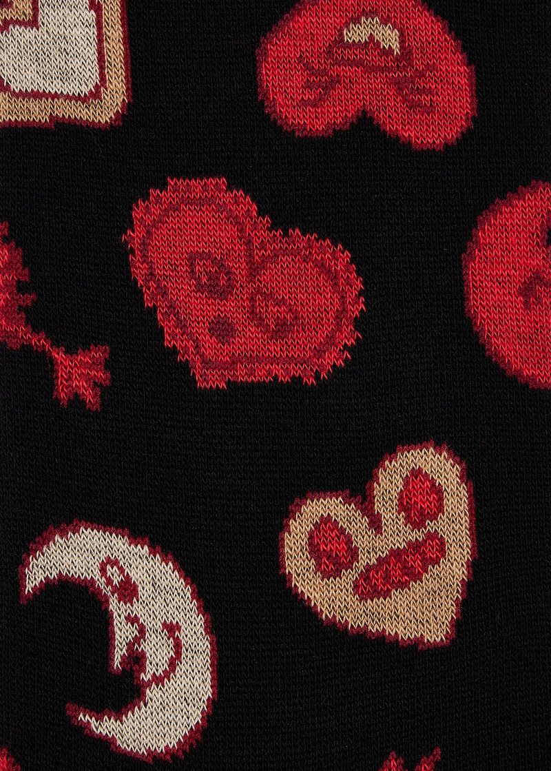 Women's Black 'Hearts and Stars' Cotton-Blend Socks 3