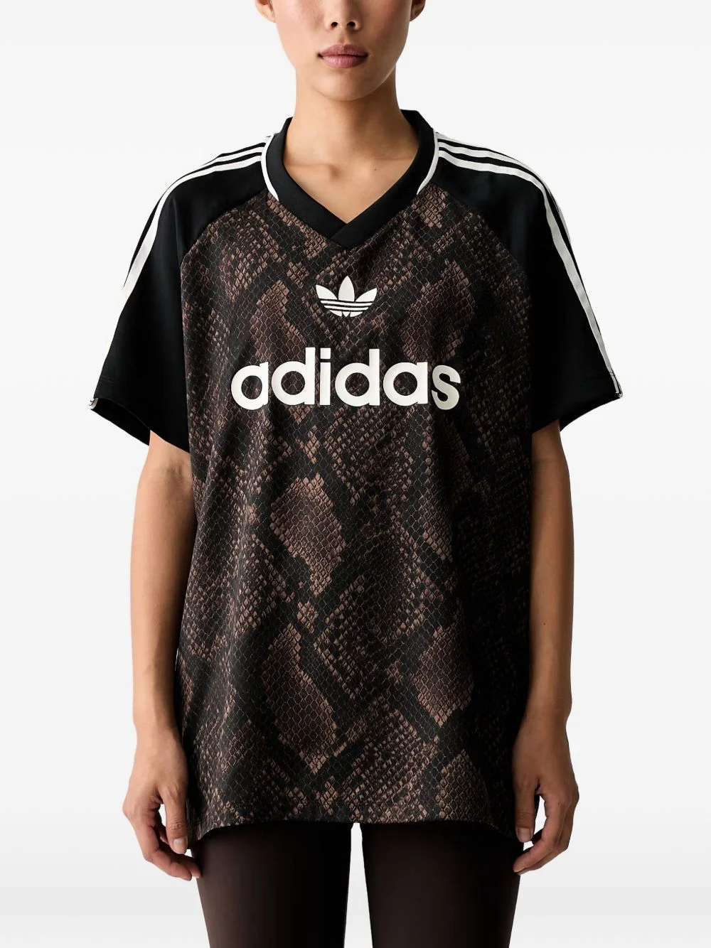 snake-print logo-print T-shirt - 1