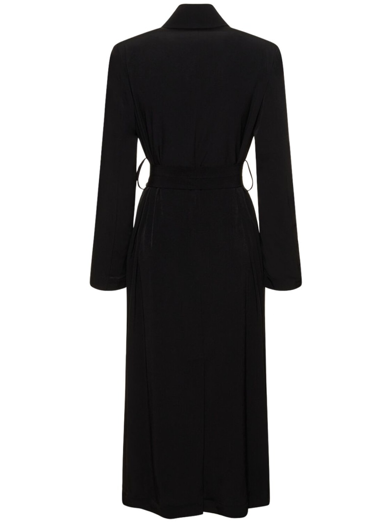 Buttoned crepe de chine midi coat - 5