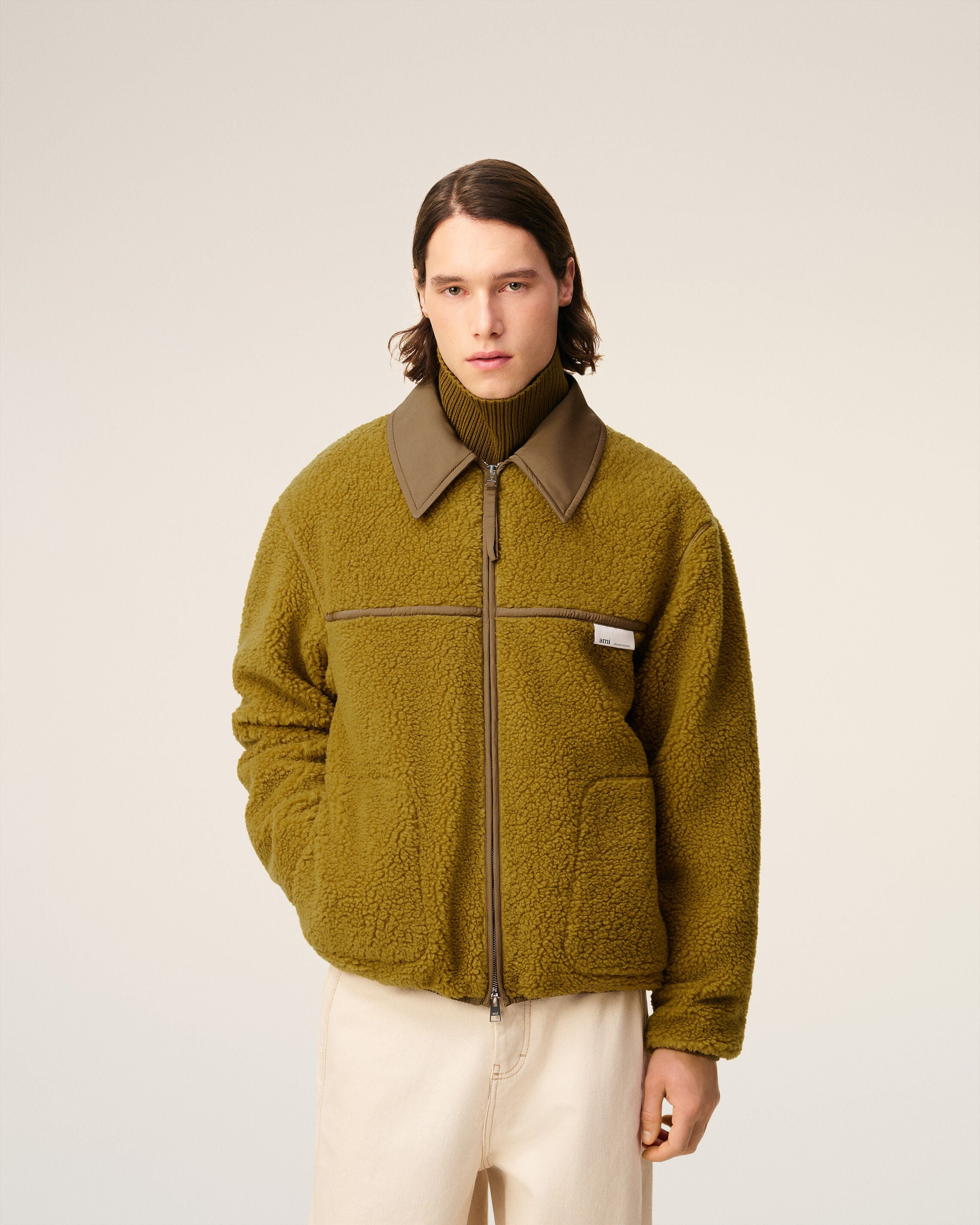 GREEN FLEECE ZIPPED JACKET - 3