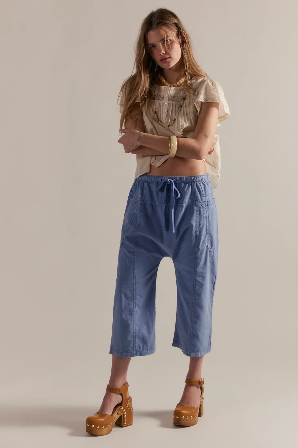 Need You Now Solid Cotton-Poplin Harem Pants - 1