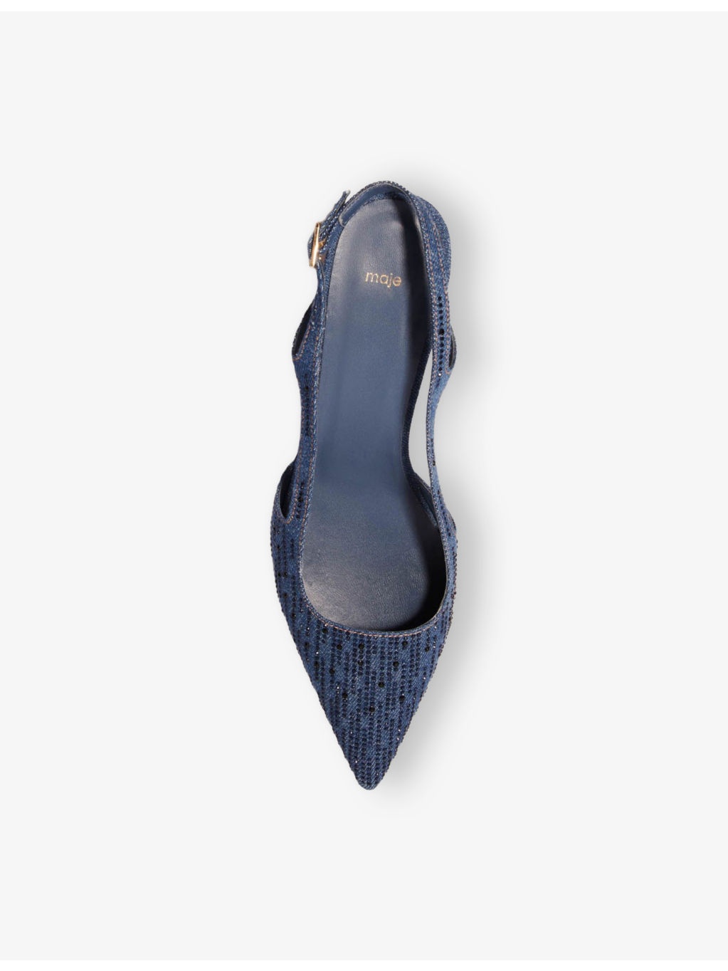 Crystal-embellished denim heeled courts - 2