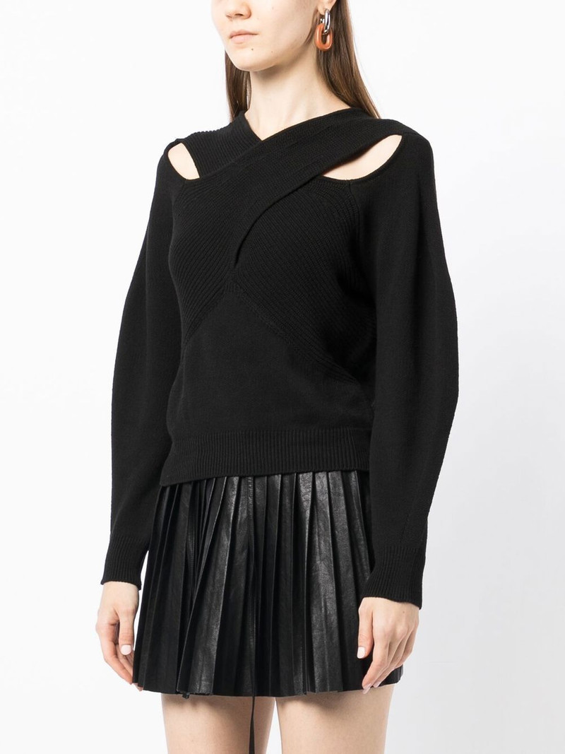 crossover-neck ribbed-knit jumper 3