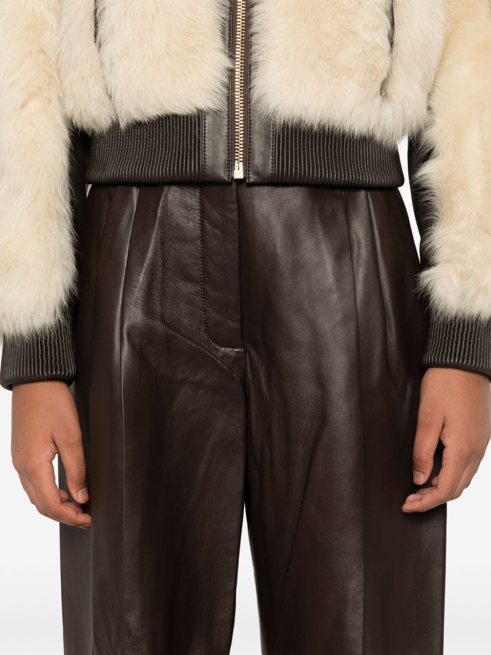 wide-leg leather trousers - 4
