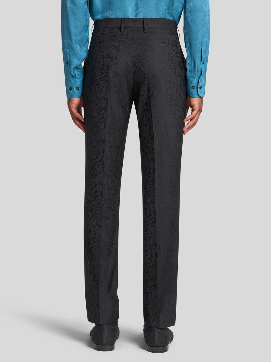 FLORAL LEAFY JACQUARD EVENING TROUSERS - 5