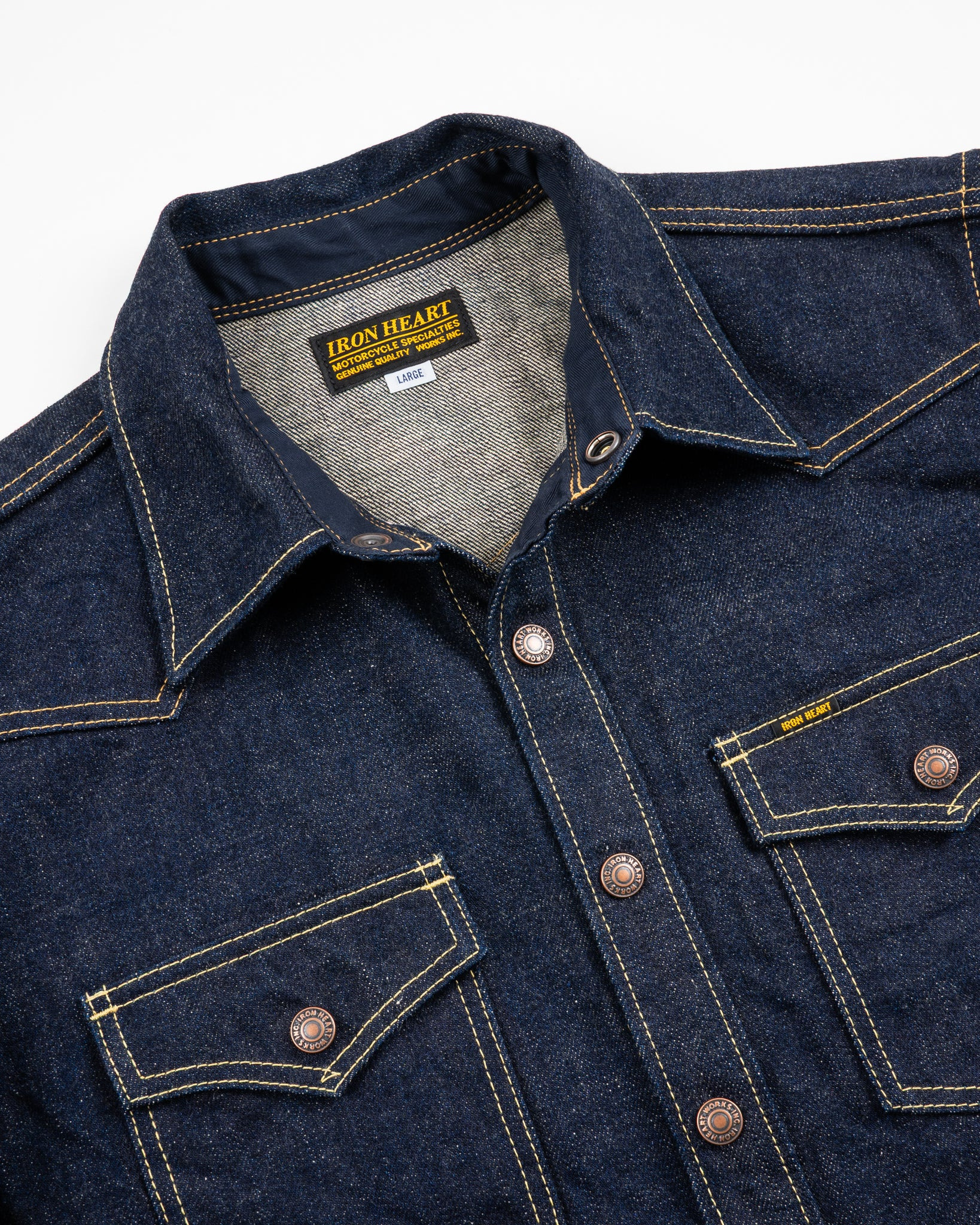 IHSH-292-IND 18oz Vintage Selvedge Denim CPO Shirt - Indigo - 7