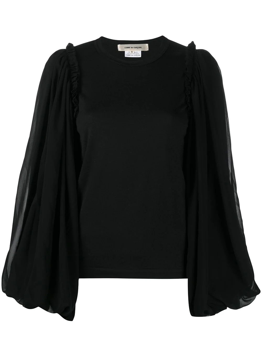 pleat sleeve T-shirt - 1