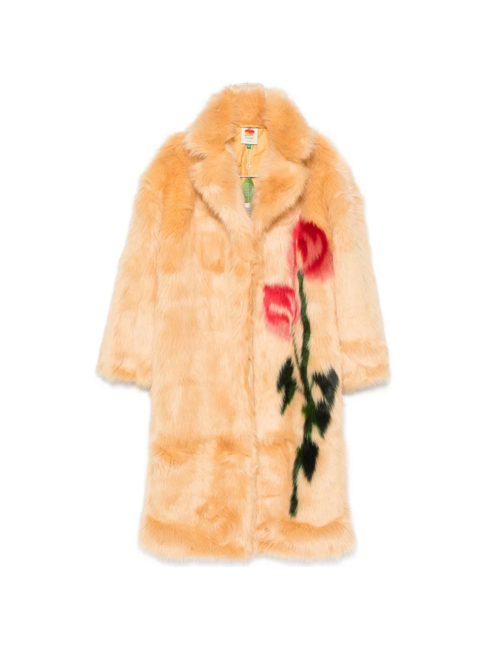 floral-motif faux-fur coat - 1