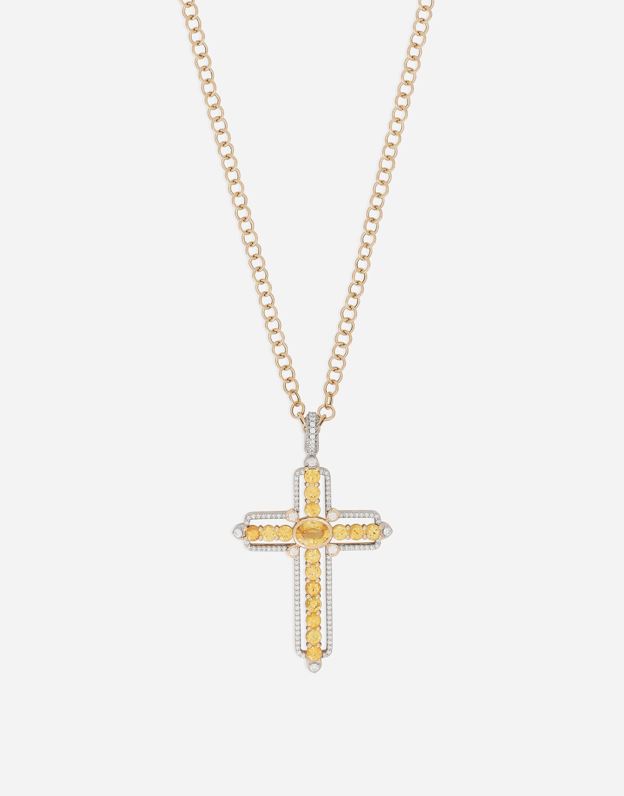 Tradition pendant in yellow and white gold 18Kt with yellow sapphires and diamonds - 2