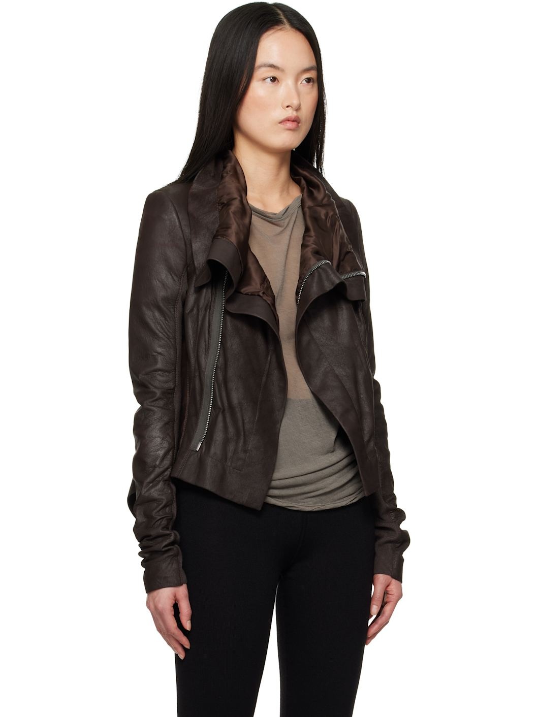 Brown Hollywood Naska Leather Biker Jacket - 2