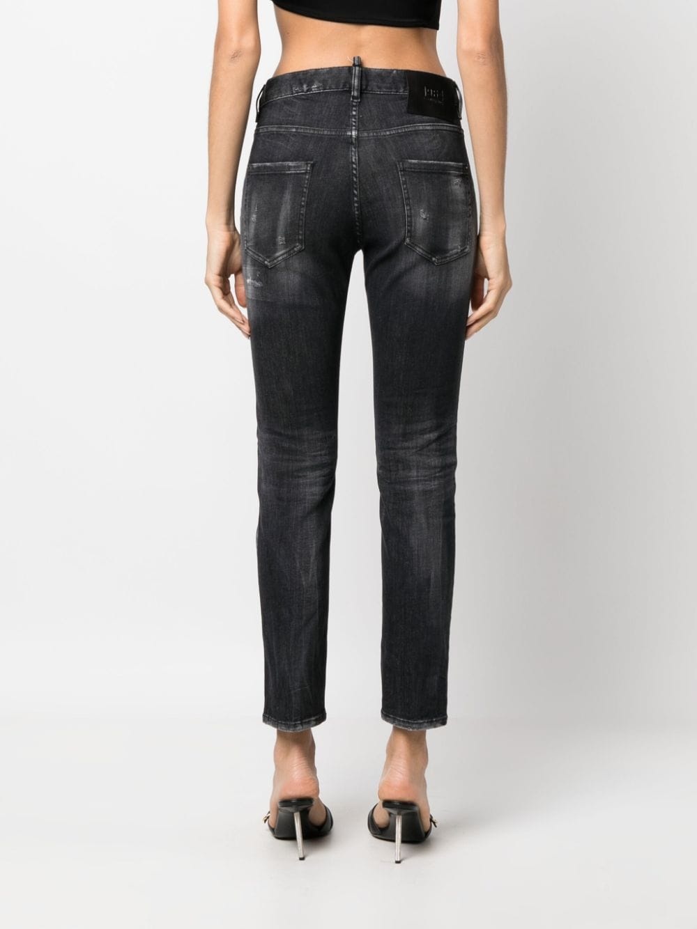 distressed cropped skinny jeans - 4
